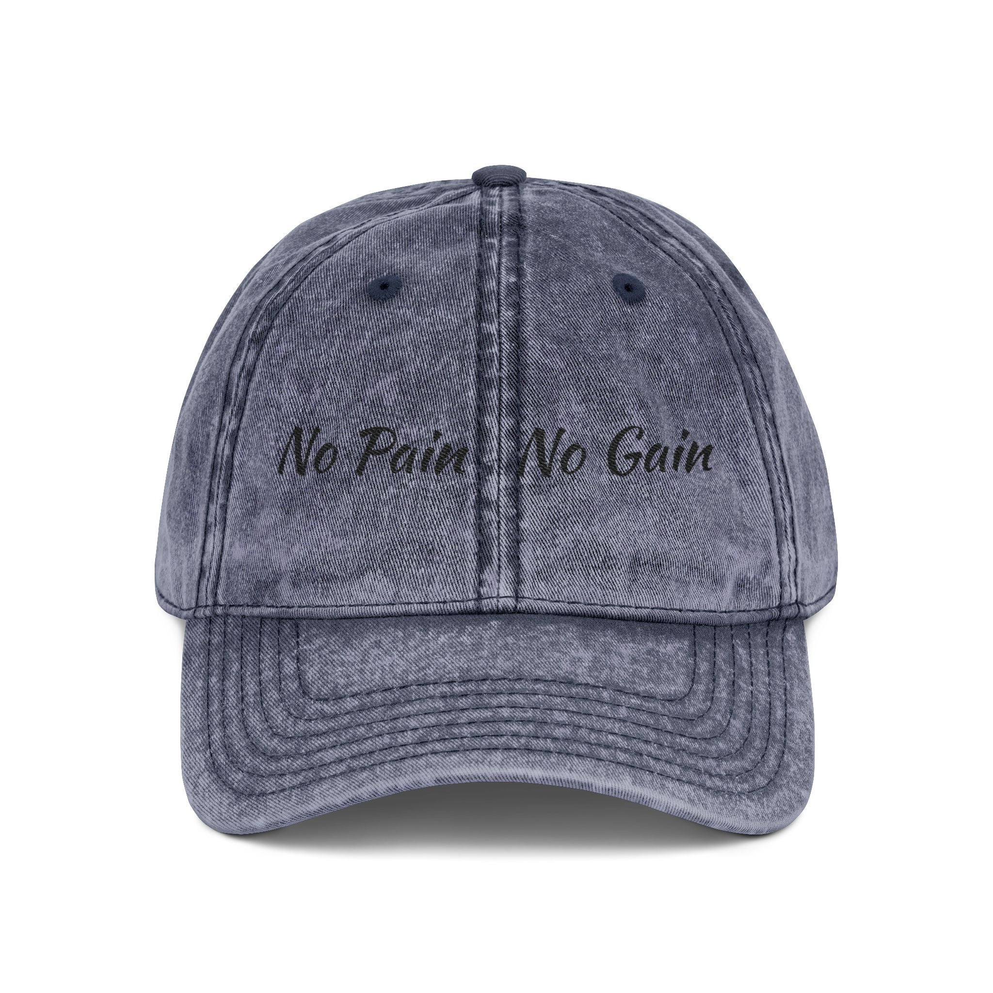 No Pain No Gain Embroidered Vintage Cap - Washed Red Dad Hat for Gym & Casual Wear
