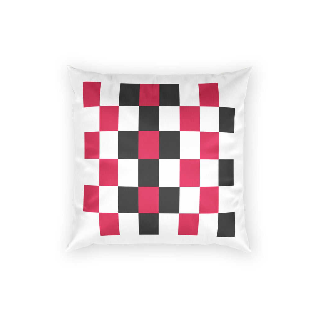 Checkerboard Velvet Pillow — Red & Black Geometric Throw Cushion