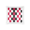 Checkerboard Velvet Pillow — Red & Black Geometric Throw Cushion