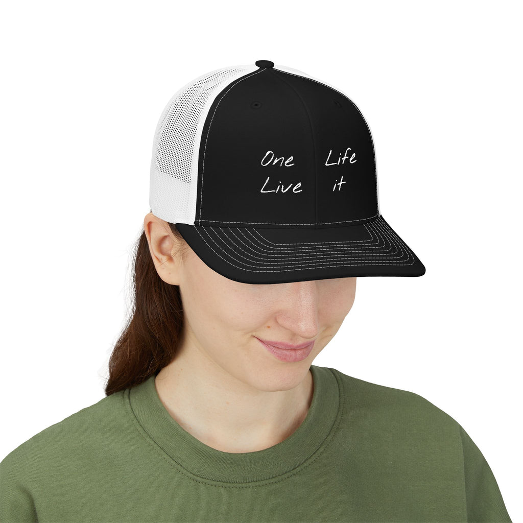 Trucker Cap – "One Life Live It" Embroidered Mesh Snapback