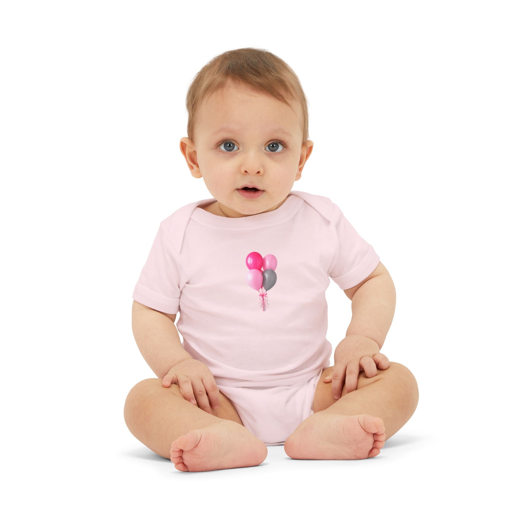 Infant Bodysuit with Pink & Gray Balloon Graphic – Newborn Baby One-Piece