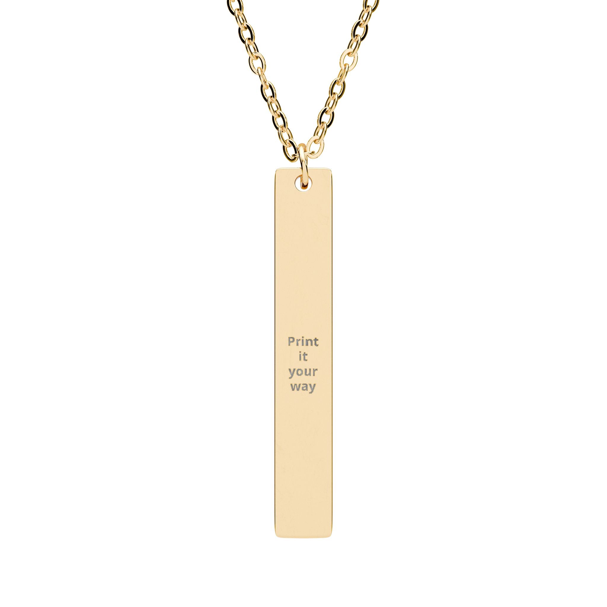 Engraveable Vertical Bar Necklace — Personalized Pendant (Custom Text Option)