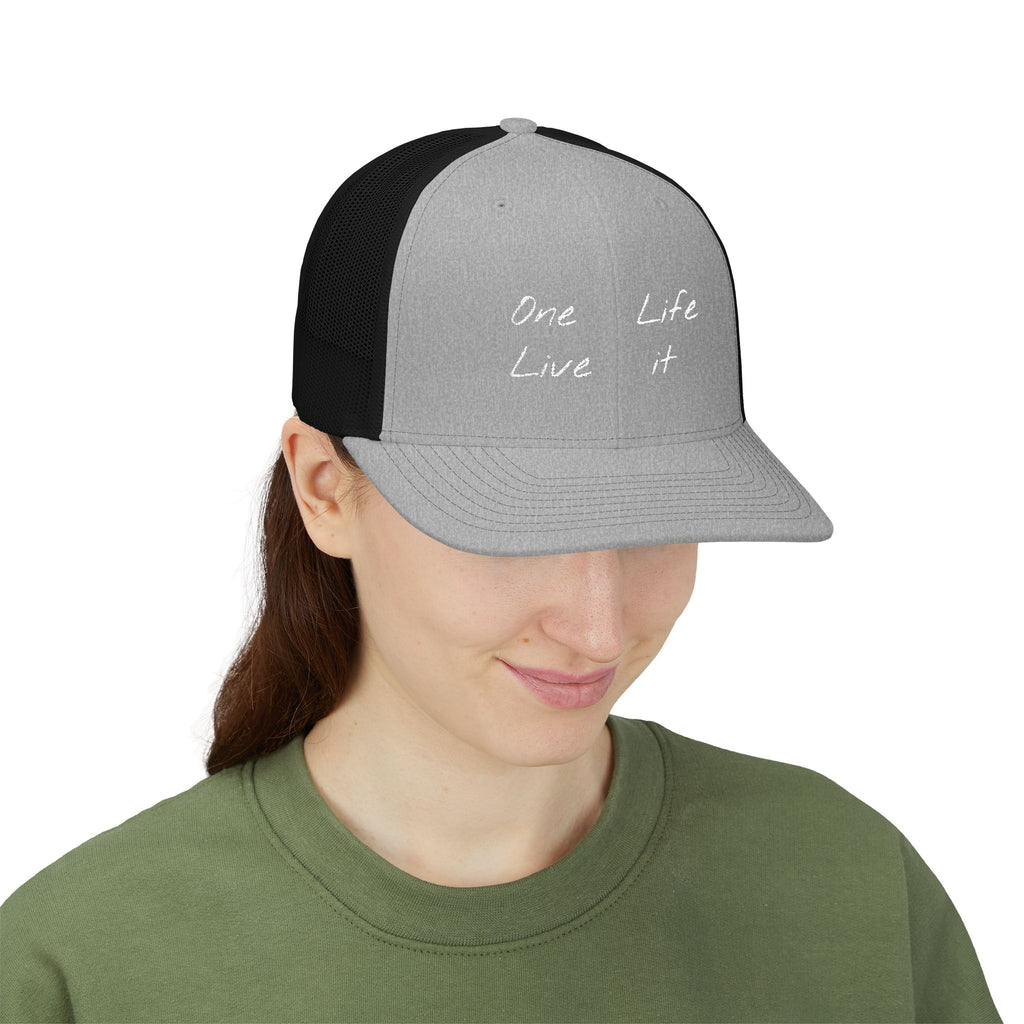 Trucker Cap – "One Life Live It" Embroidered Mesh Snapback