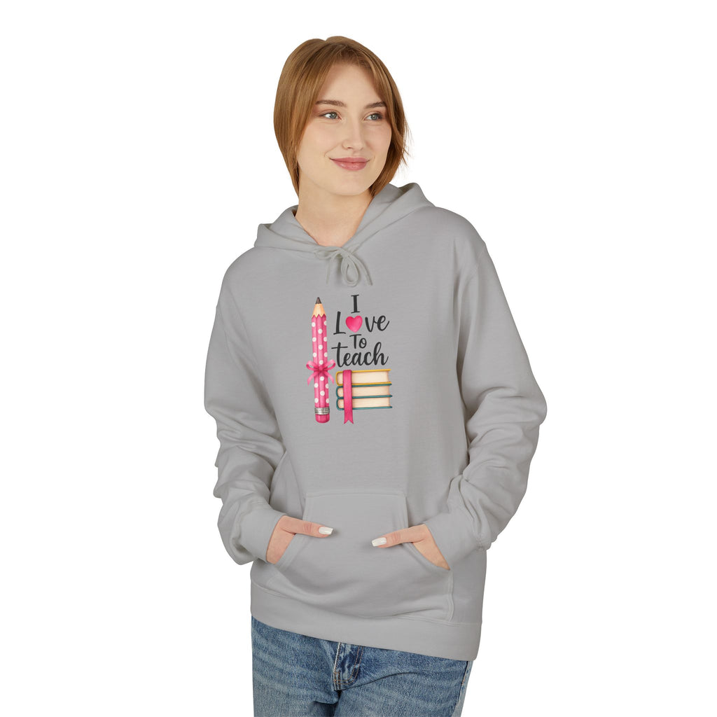 Teacher Love Hoodie — "I Love to Teach" Pencil & Books Crewneck