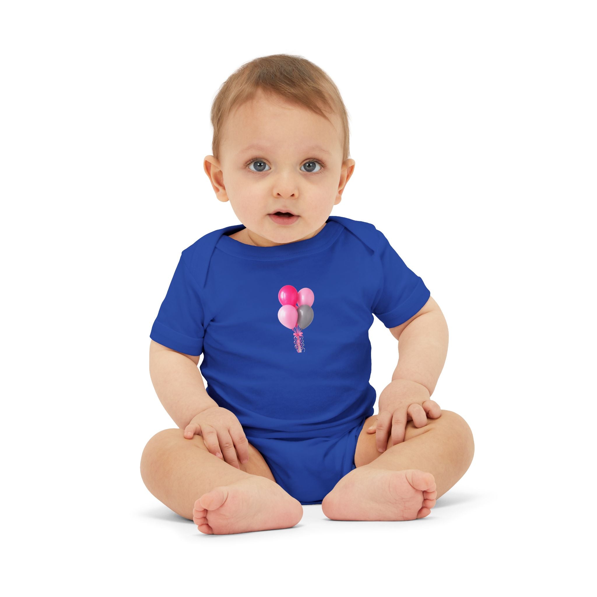 Infant Bodysuit with Pink & Gray Balloon Graphic – Newborn Baby One-Piece