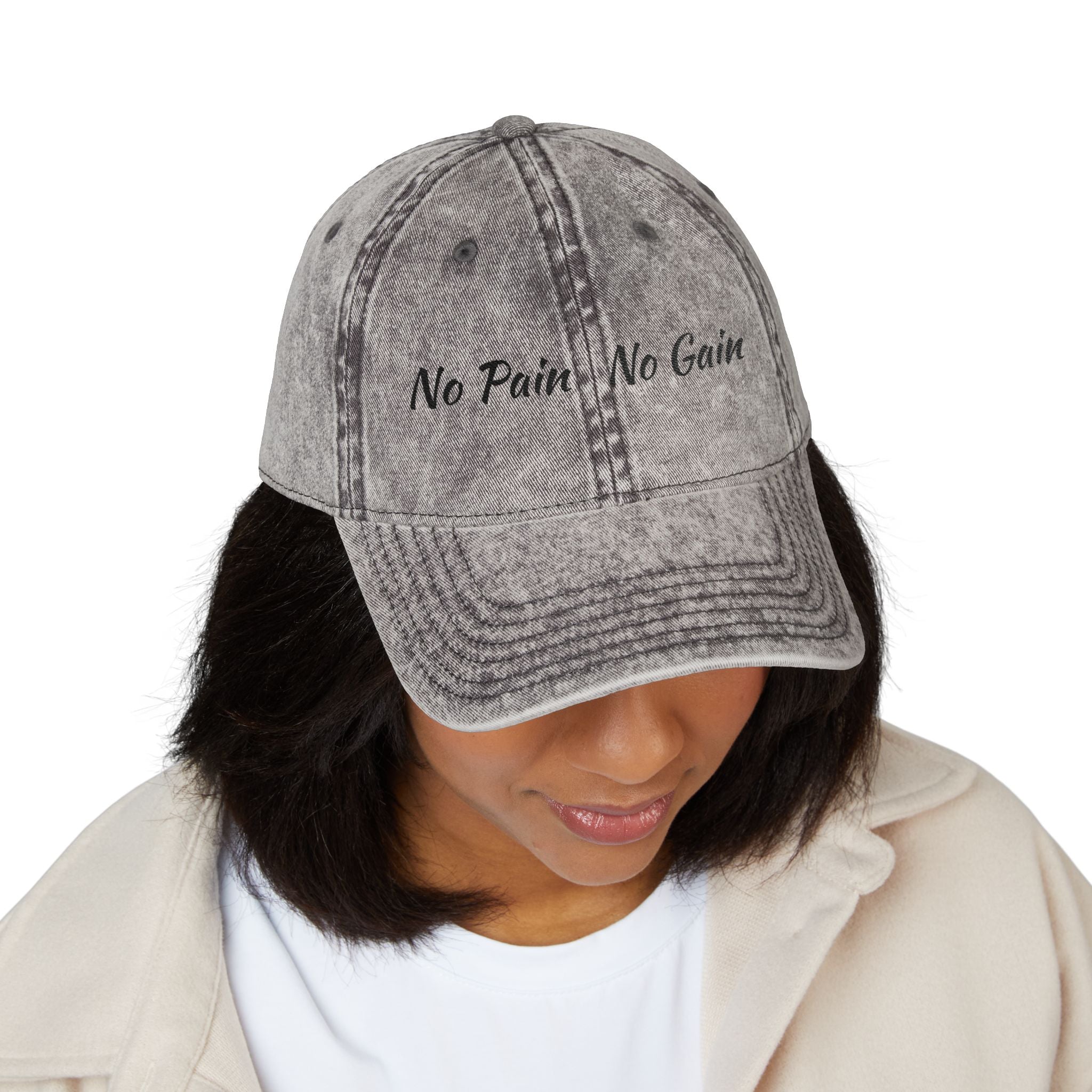 No Pain No Gain Embroidered Vintage Cap - Washed Red Dad Hat for Gym & Casual Wear