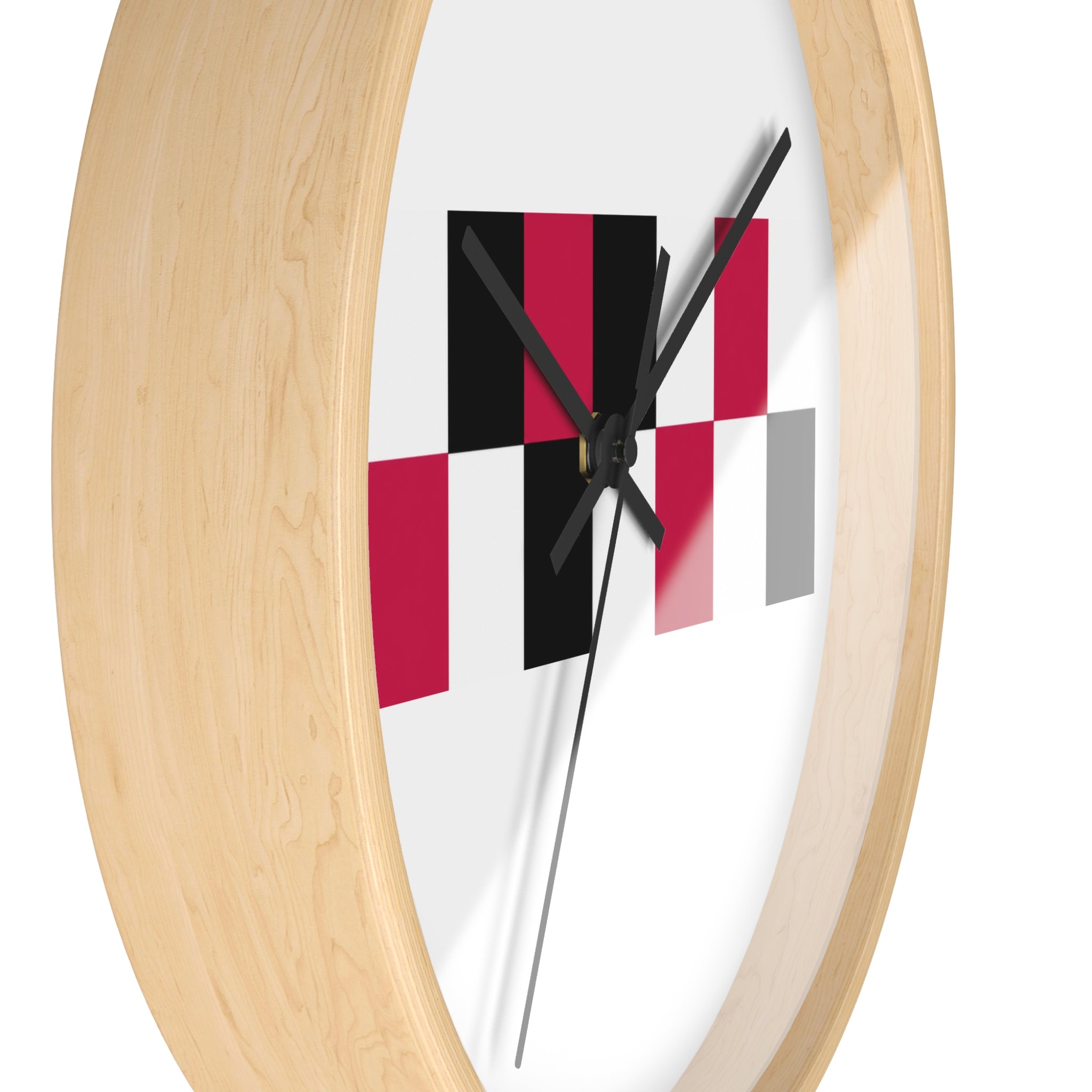 Modern Geometric Wall Clock — Red & Black Checker Minimalist Home Décor