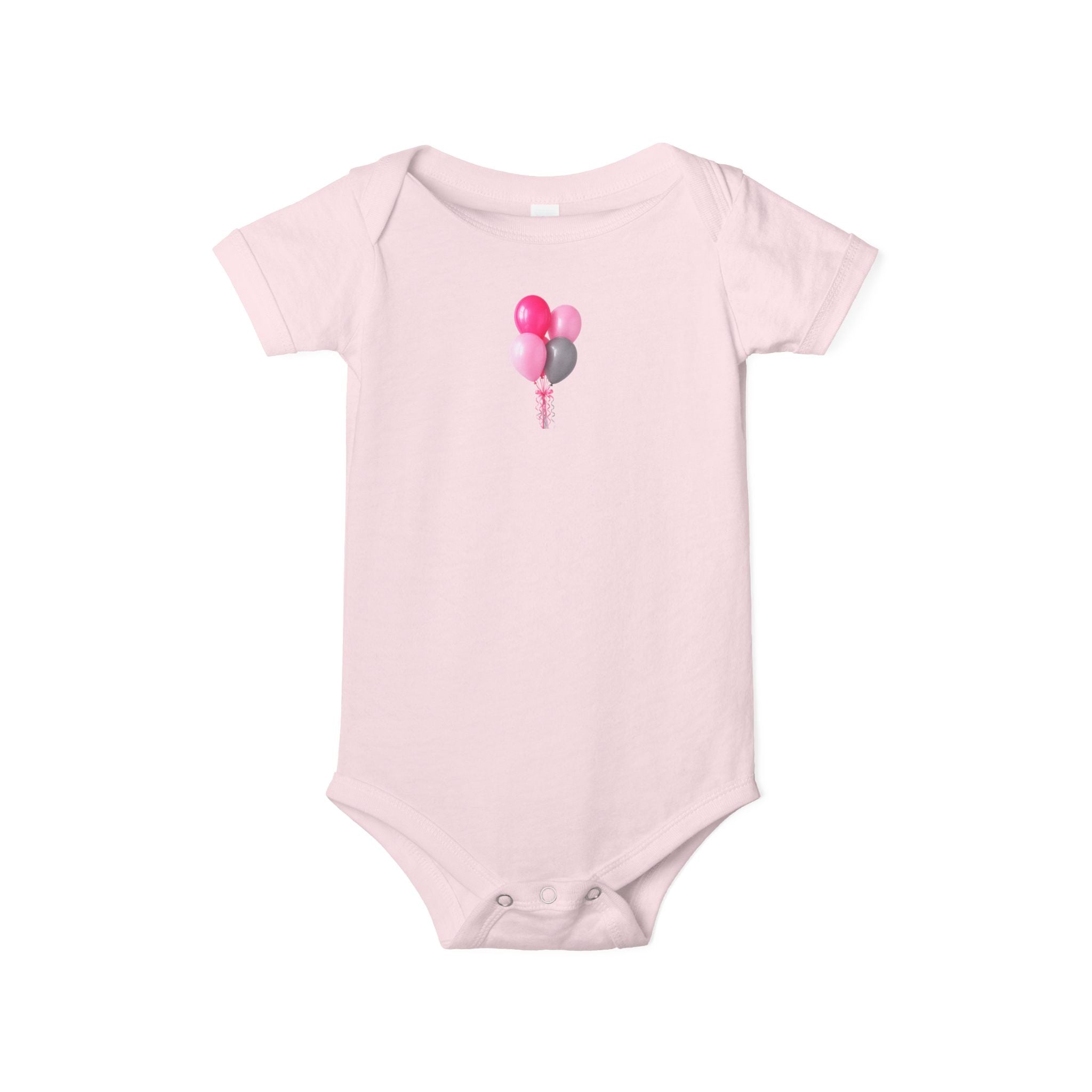 Infant Bodysuit with Pink & Gray Balloon Graphic – Newborn Baby One-Piece