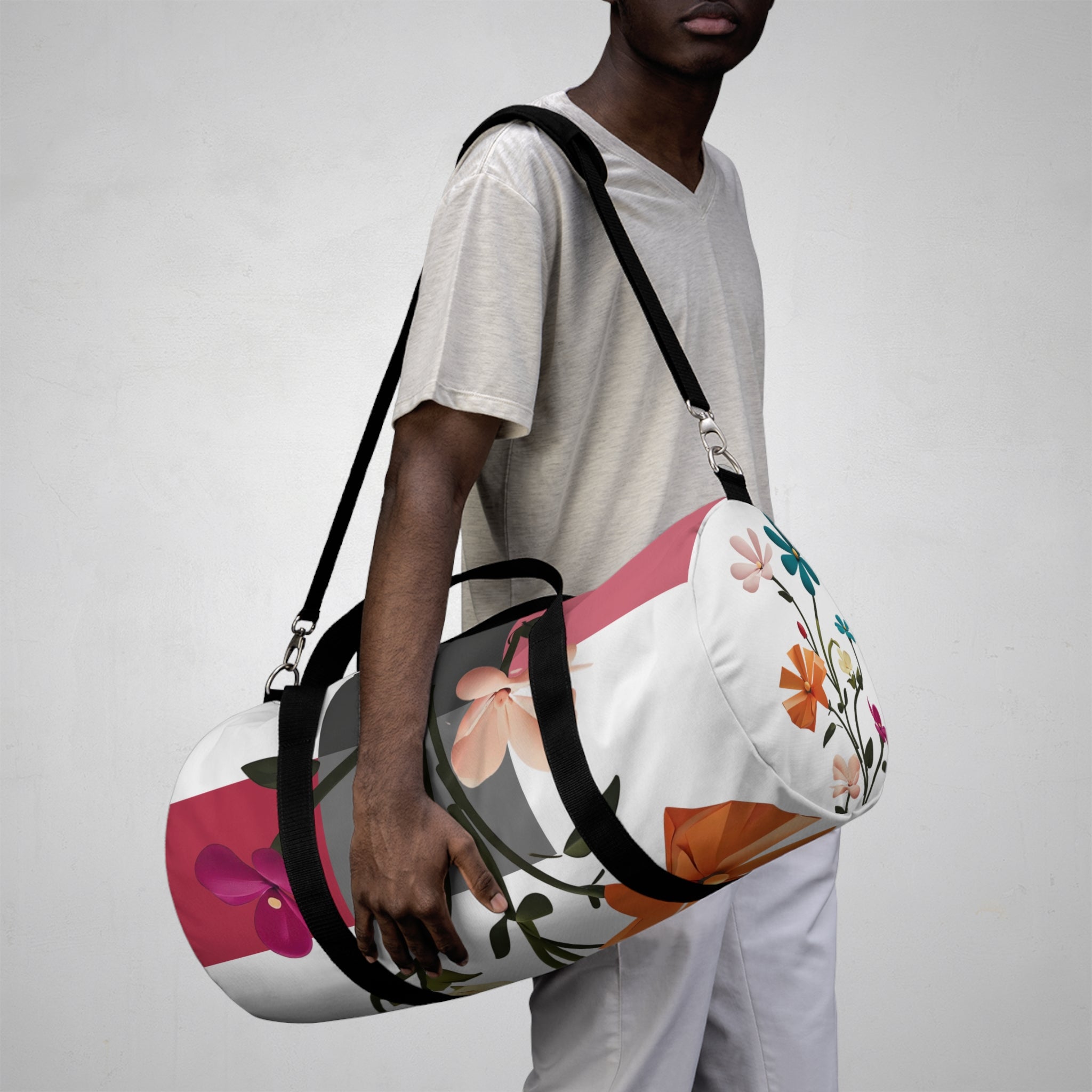 Floral Retro Duffel Bag — Durable Small or Large Colorful Daisies Travel & Gym Bag