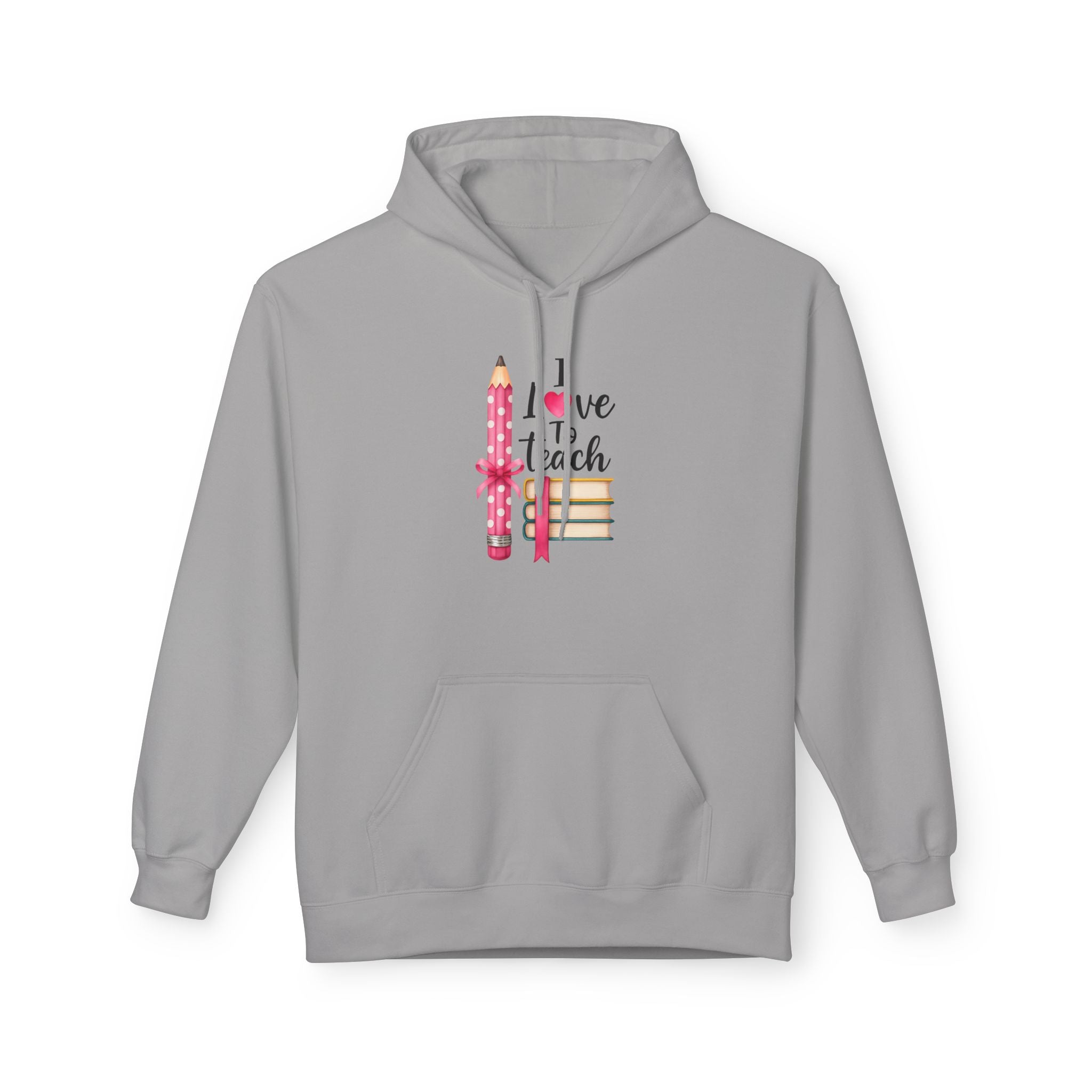 Teacher Love Hoodie — "I Love to Teach" Pencil & Books Crewneck