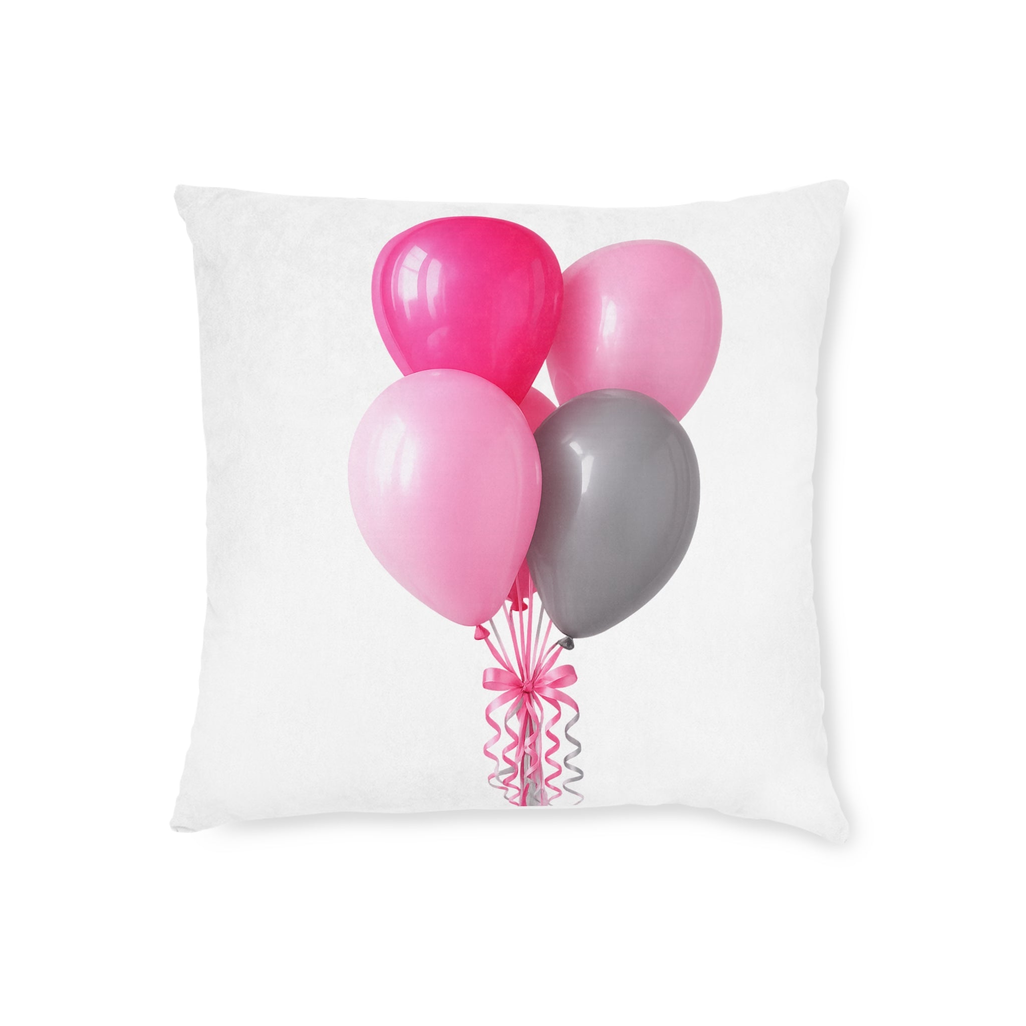 Balloon Bouquet Square Pillow – Pink & Gray Party Decorative Throw Pillow- double sided