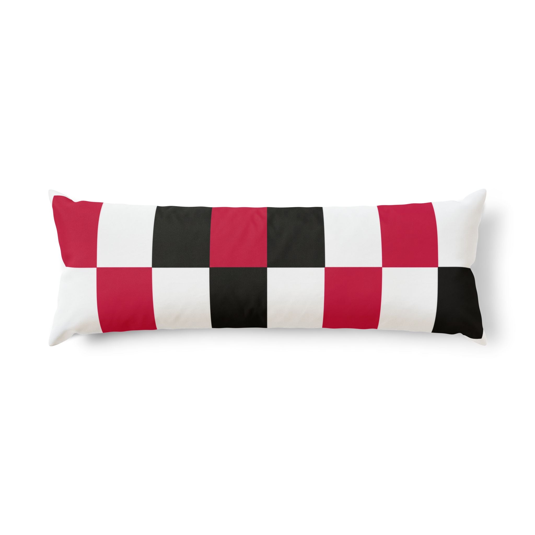 Checkerboard Body Pillow — Red & Black Geometric Decorative Pillow