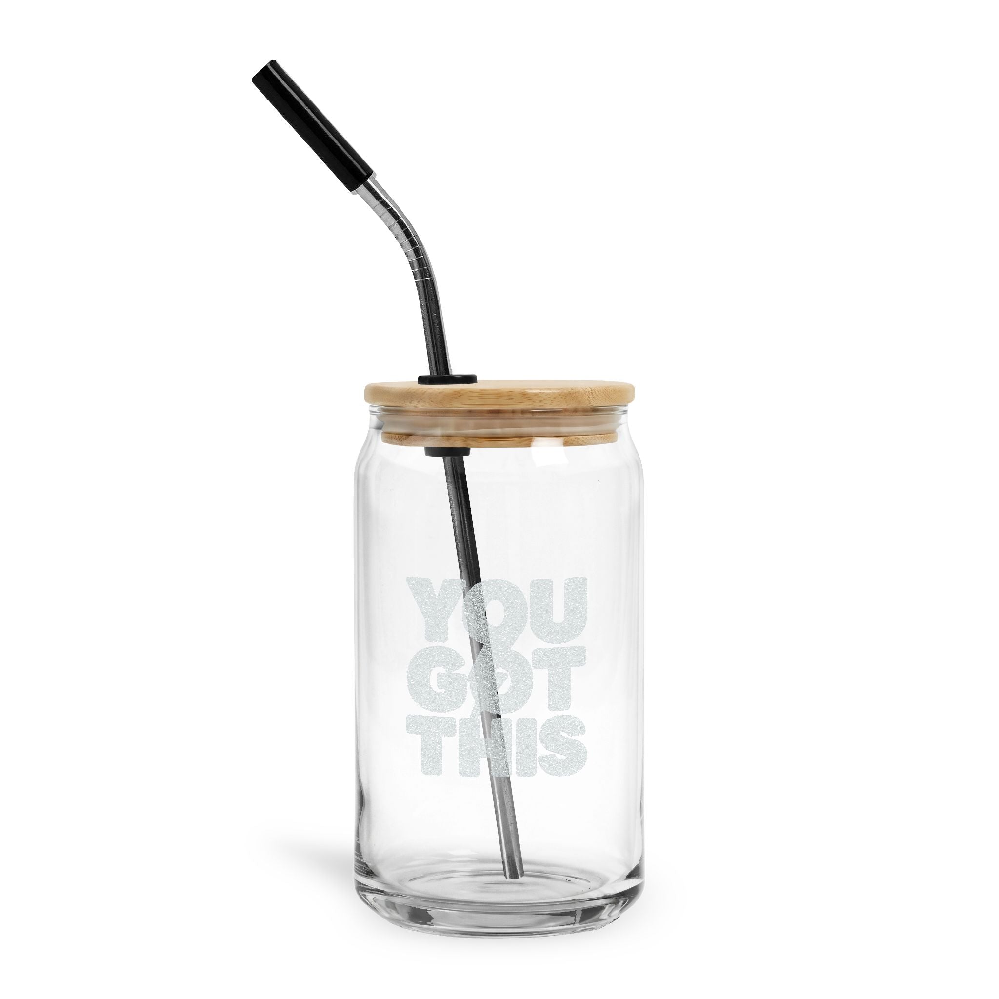 You Got This Engraved 16oz Can Glass with Bamboo Lid
