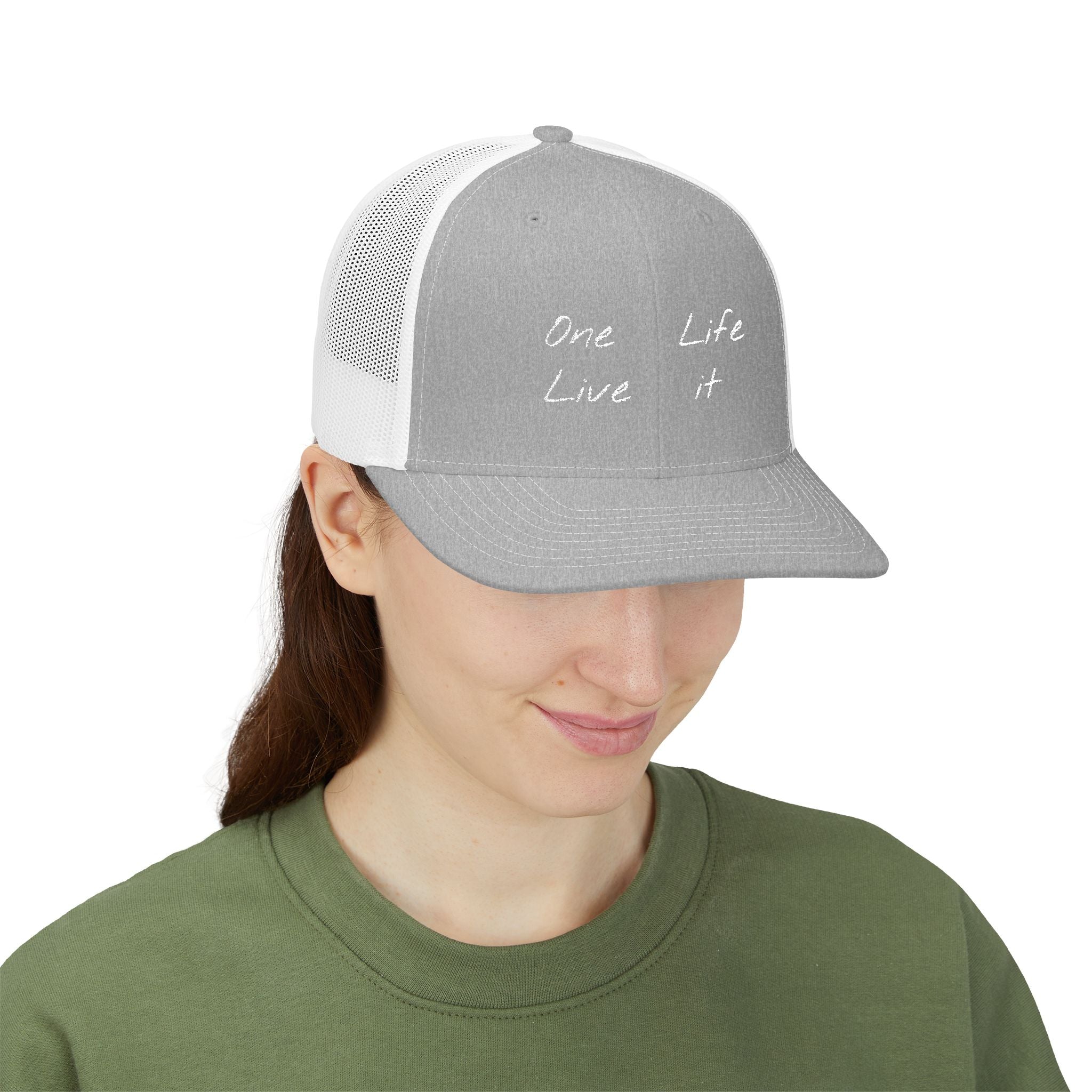 Trucker Cap – "One Life Live It" Embroidered Mesh Snapback