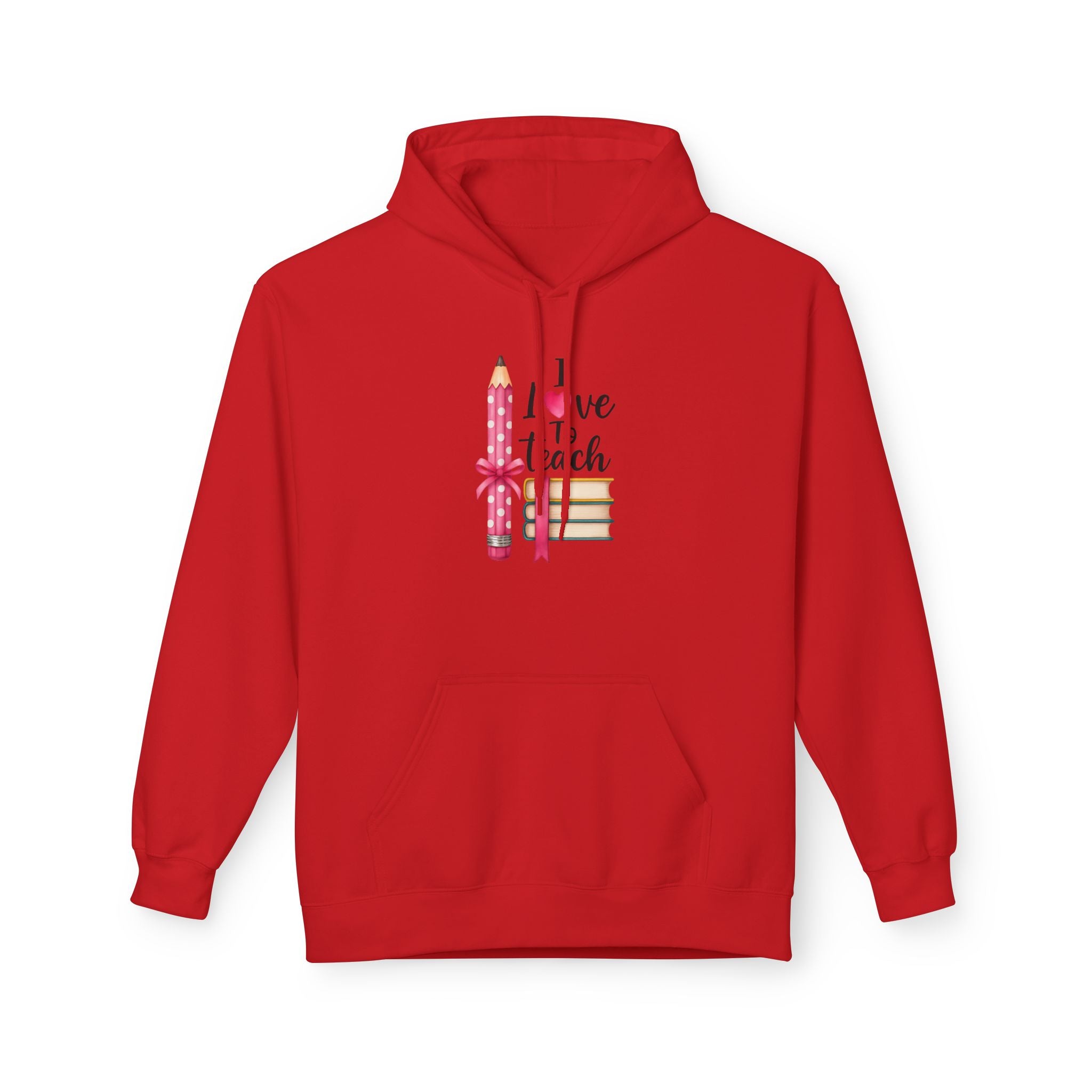 Teacher Love Hoodie — "I Love to Teach" Pencil & Books Crewneck