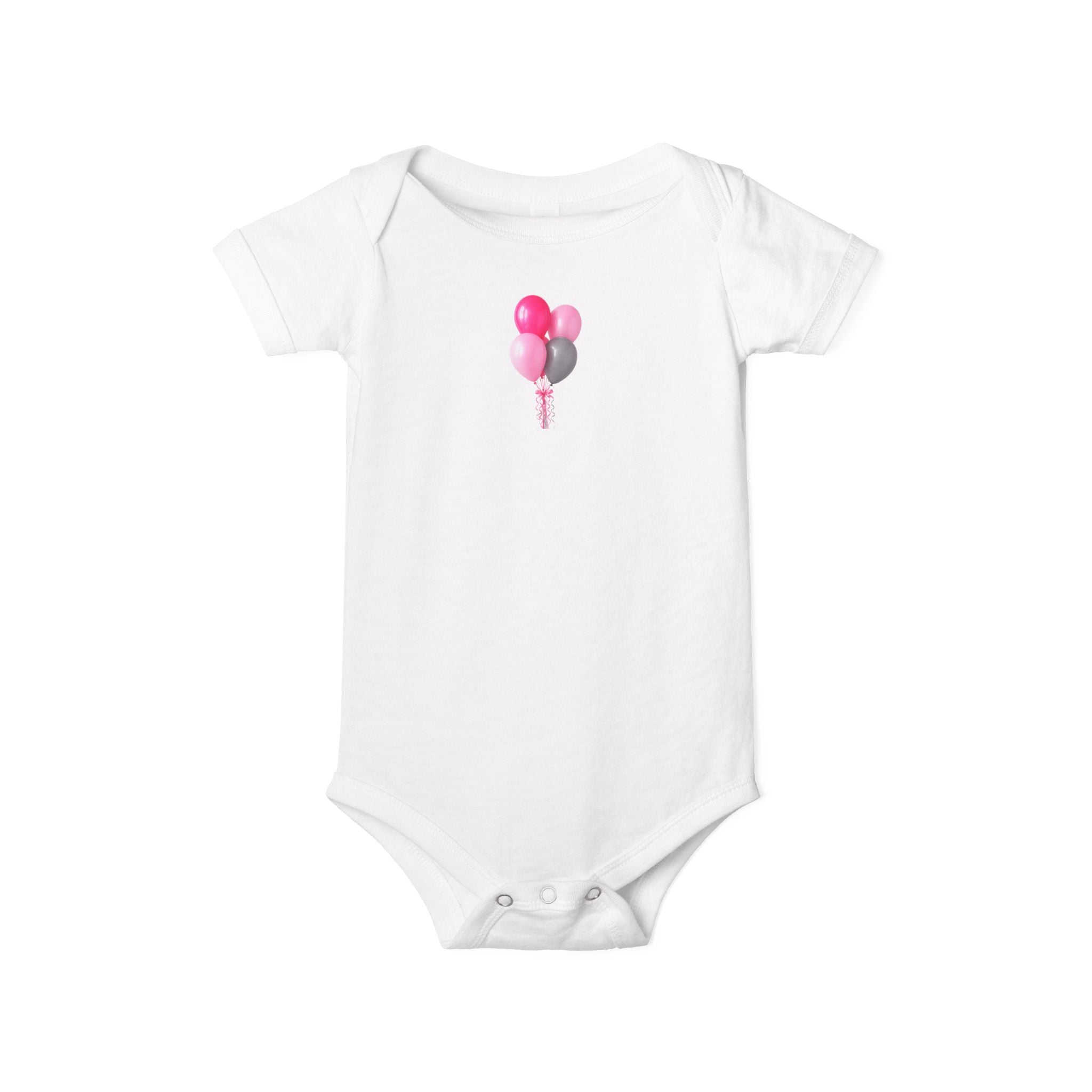 Infant Bodysuit with Pink & Gray Balloon Graphic – Newborn Baby One-Piece