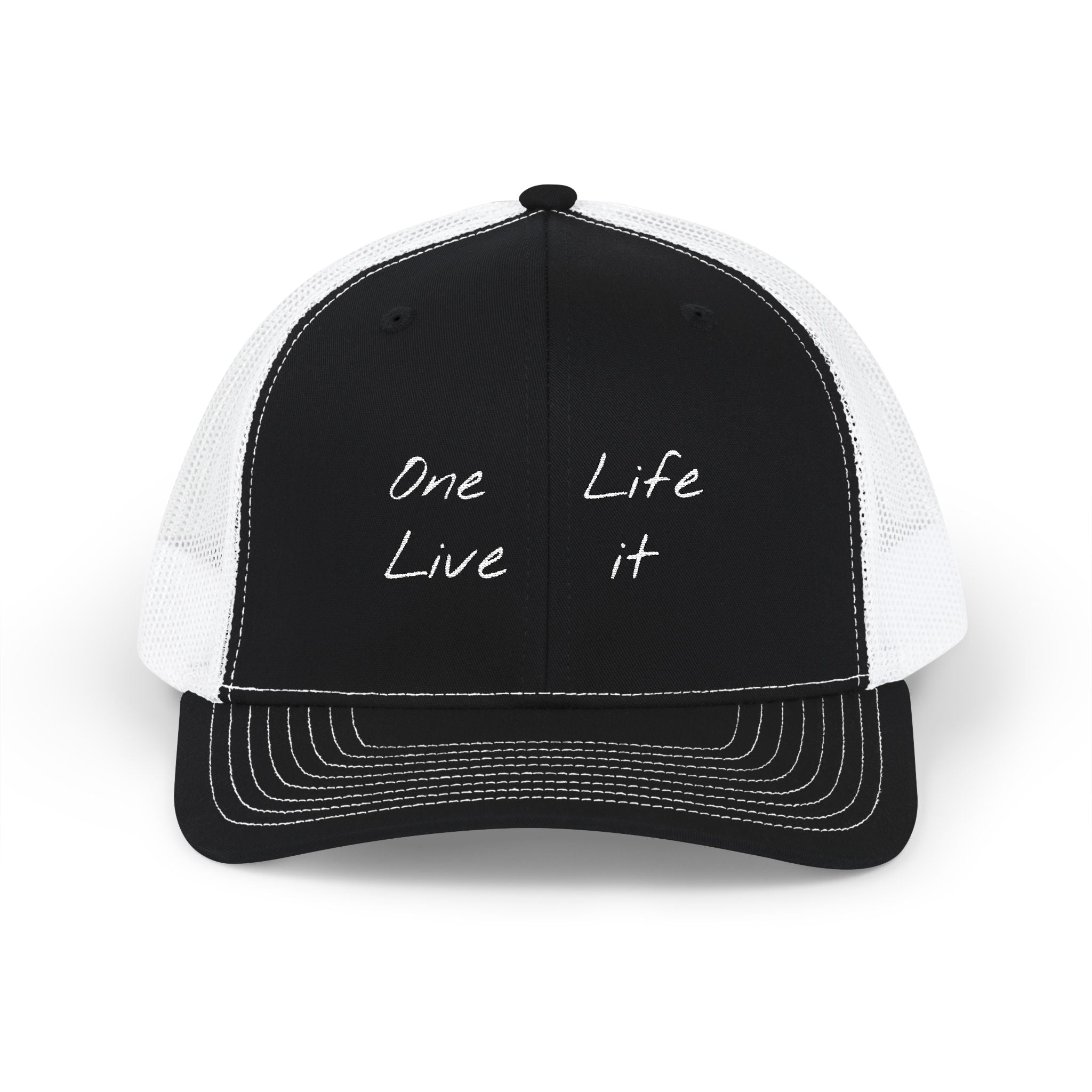 Trucker Cap – "One Life Live It" Embroidered Mesh Snapback