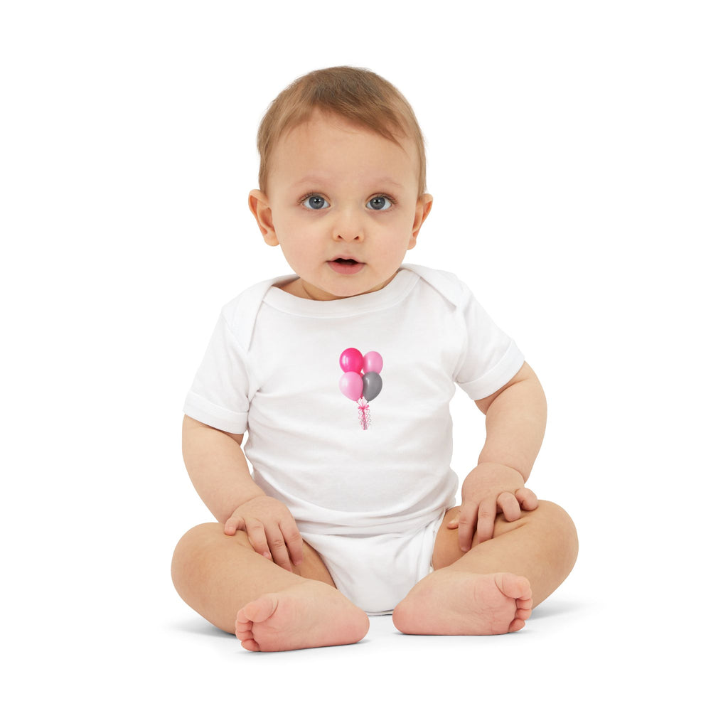 Infant Bodysuit with Pink & Gray Balloon Graphic – Newborn Baby One-Piece