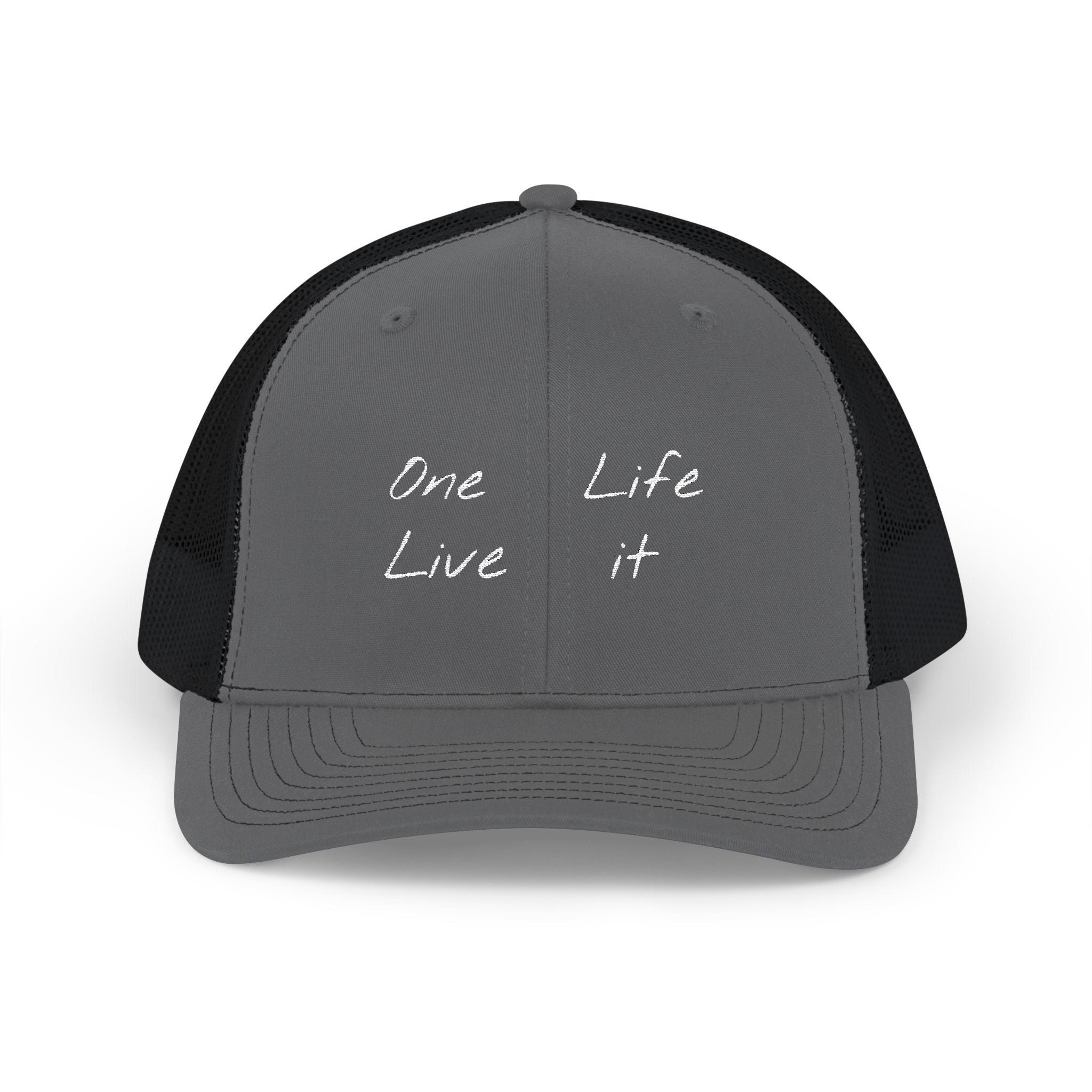Trucker Cap – "One Life Live It" Embroidered Mesh Snapback