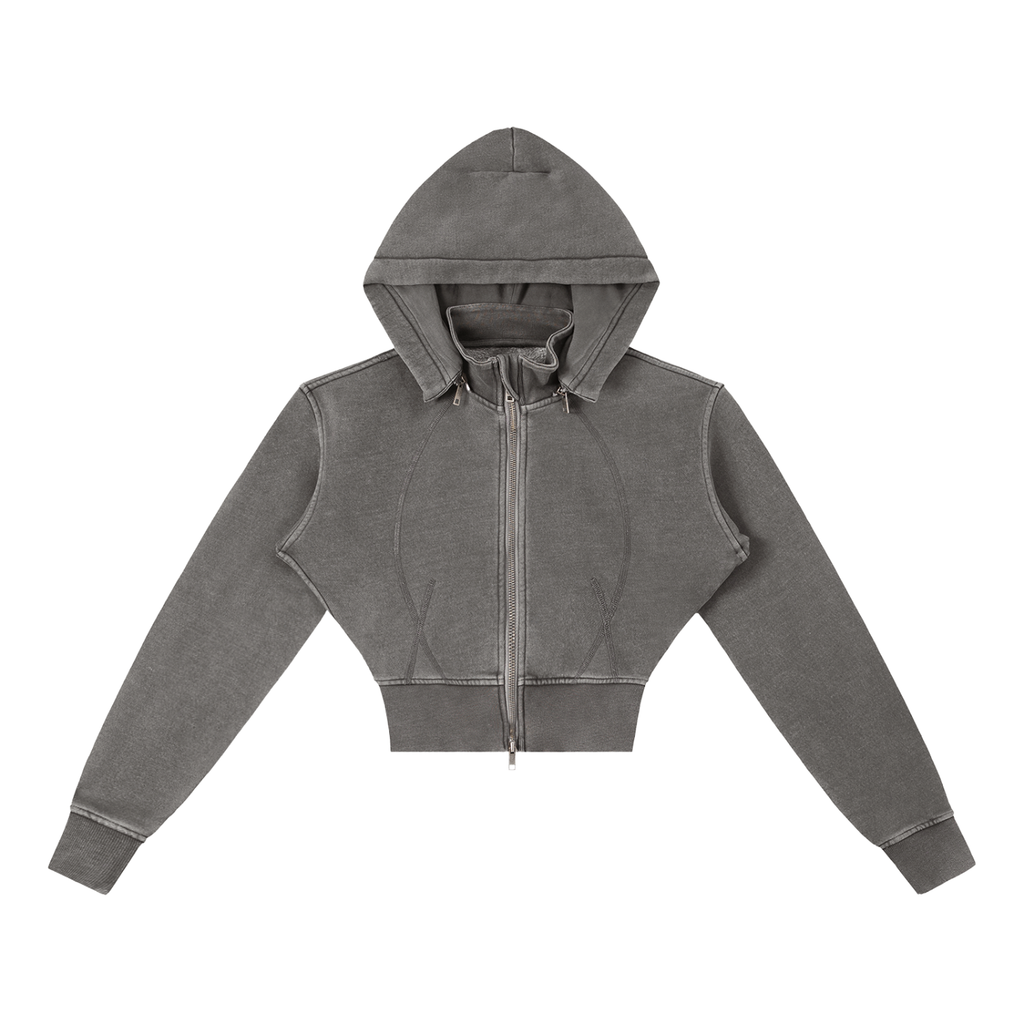 Moms Rule - Vintage Washed Cropped Fleece Hoodie