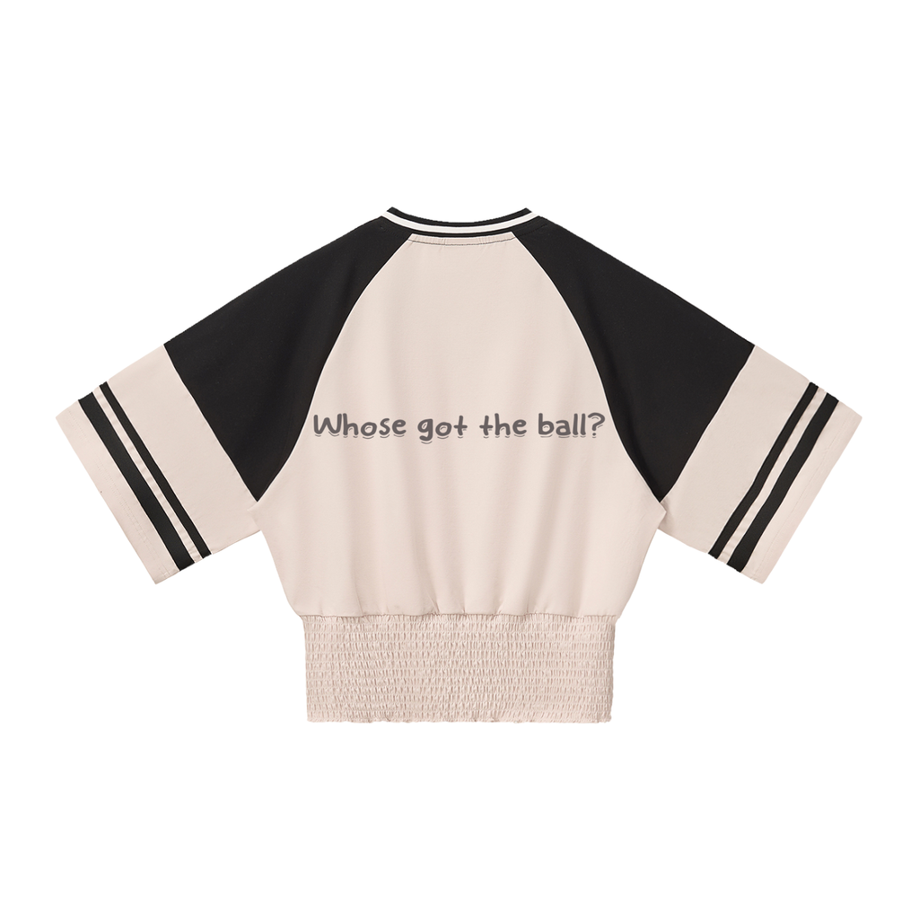 Time to play ball? Whose got the ball? Conversational shirt - Women's Color Block Ruched T-Shirt