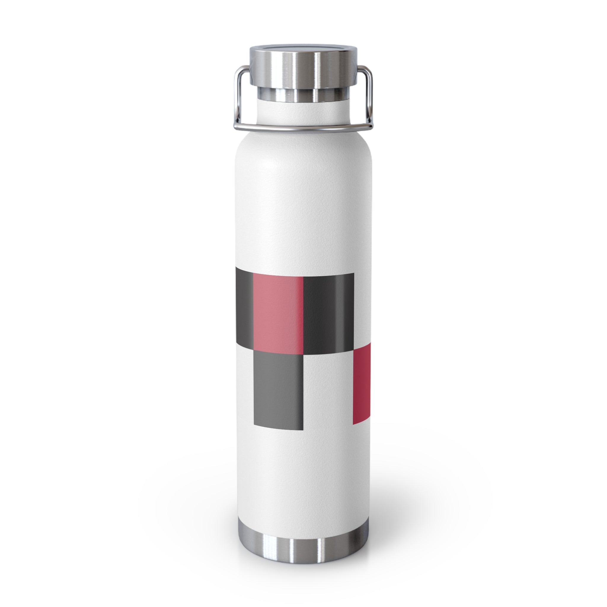 22oz Copper Vacuum Water Bottle — Modern Red & Black Geometric Design
