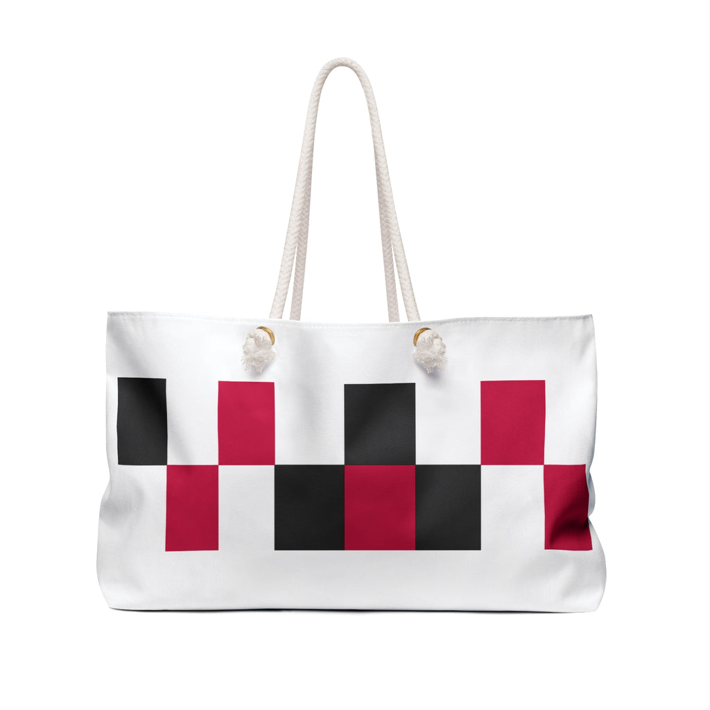 Checkerboard Weekender Bag – Red & Black Geometric Travel Tote
