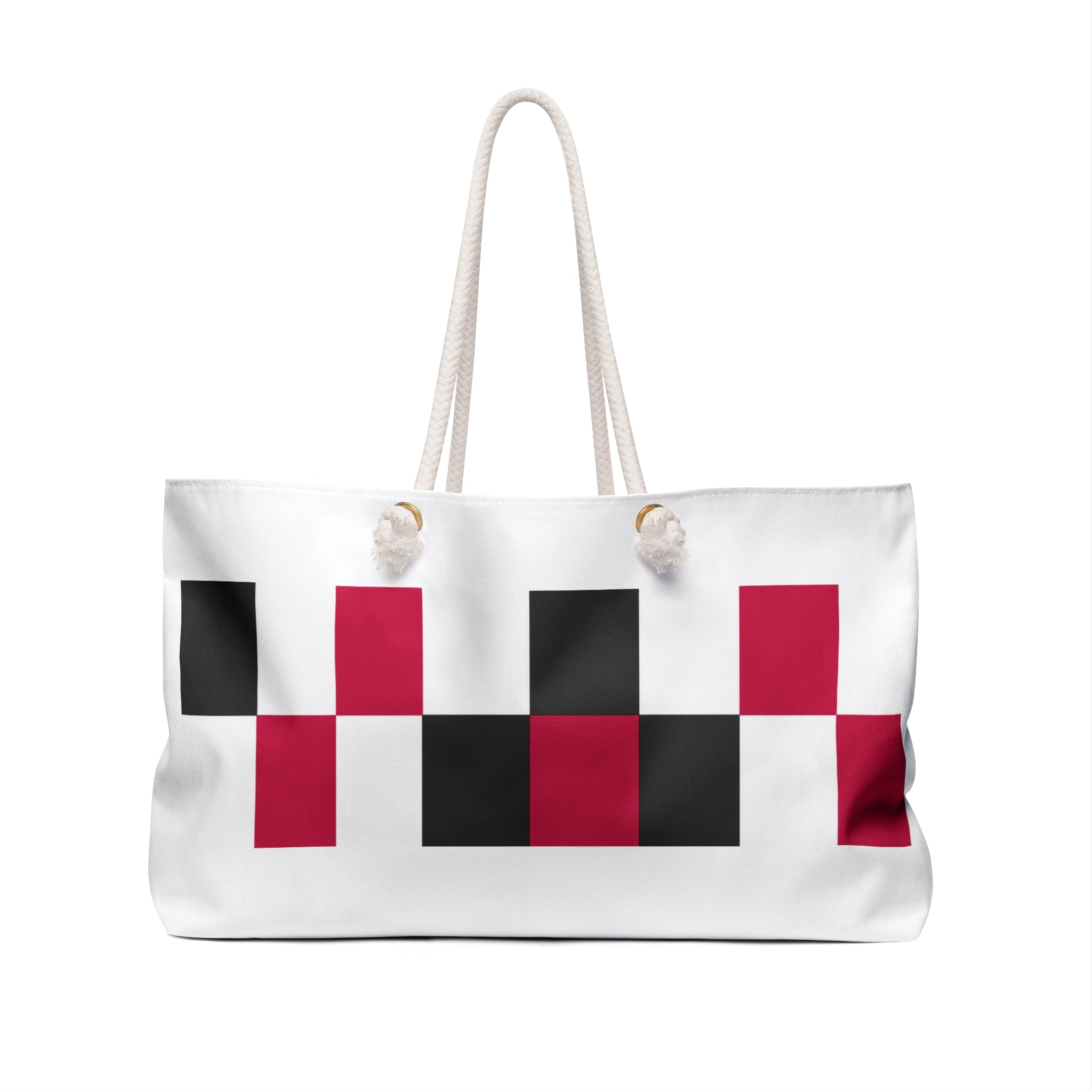 Checkerboard Weekender Bag – Red & Black Geometric Travel Tote