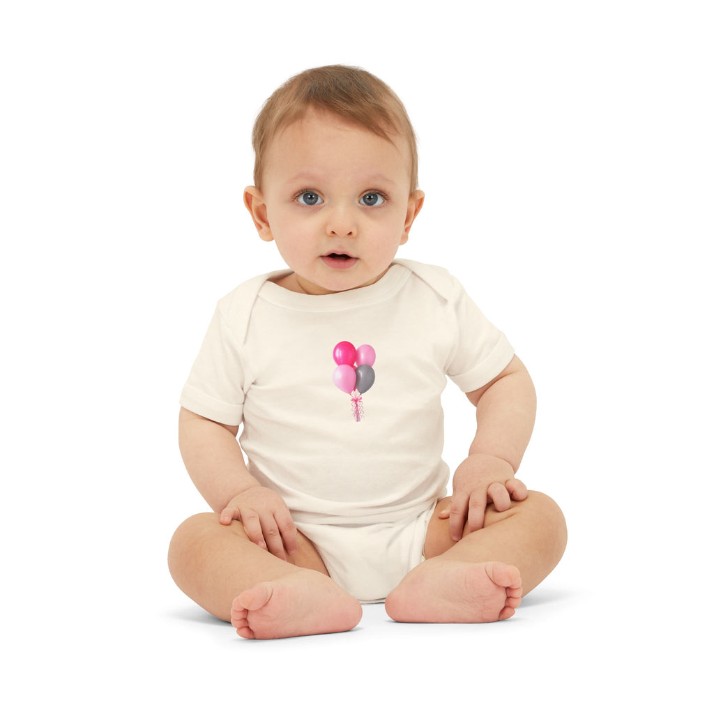 Infant Bodysuit with Pink & Gray Balloon Graphic – Newborn Baby One-Piece