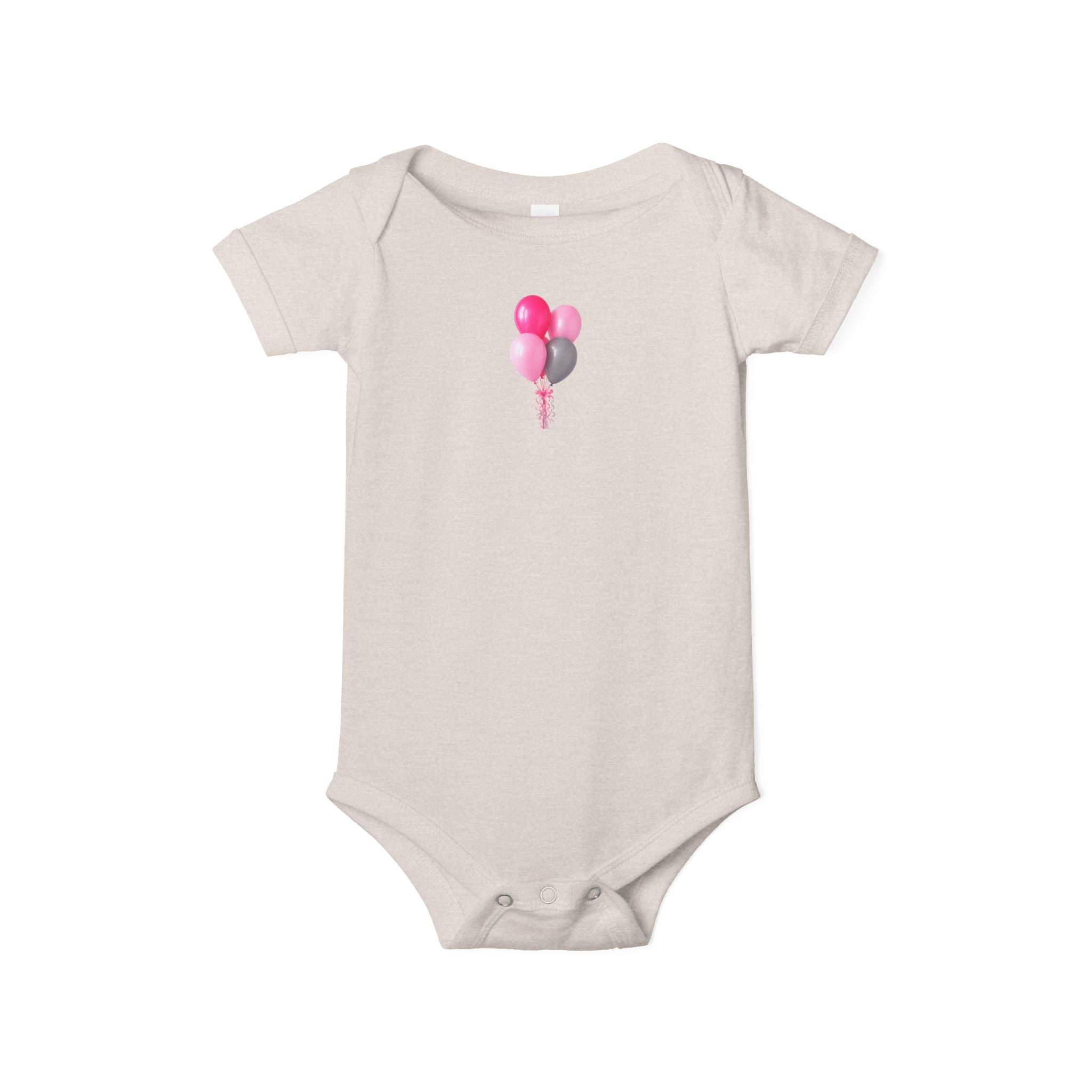 Infant Bodysuit with Pink & Gray Balloon Graphic – Newborn Baby One-Piece