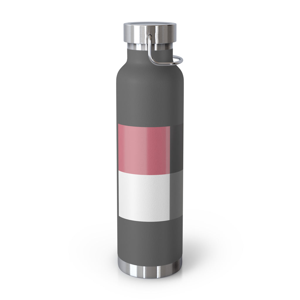 Insulated Copper Vacuum Bottle 22oz — Modern Pink White, Pink, & Gray Stripe