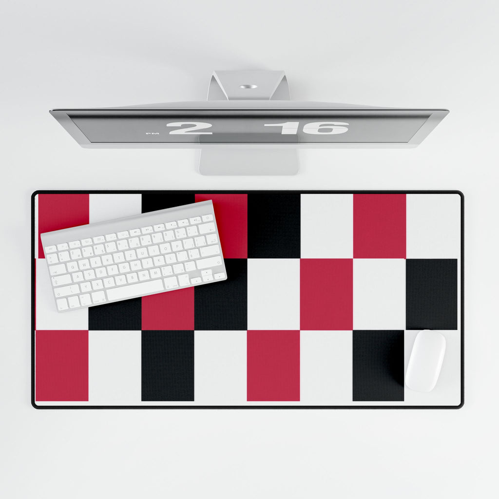Checkerboard Red & Black Desk Mat — Large Gaming/Office Mouse Pad