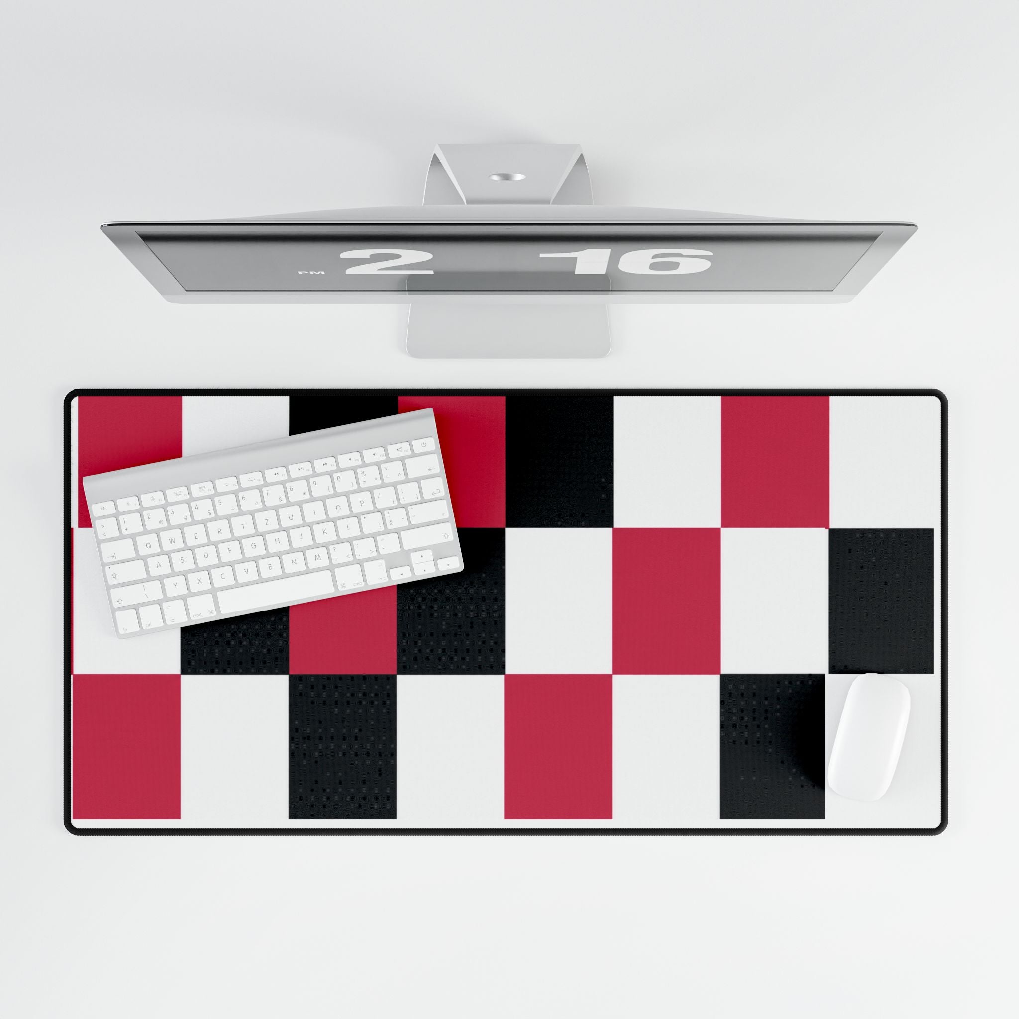 Checkerboard Red & Black Desk Mat — Large Gaming/Office Mouse Pad