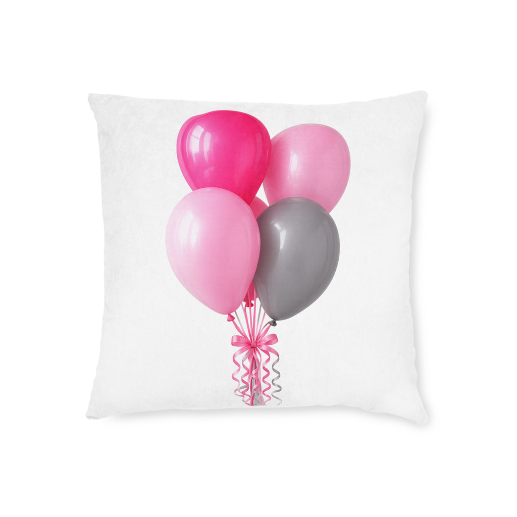 Balloon Bouquet Square Pillow – Pink & Gray Party Decorative Throw Pillow- double sided