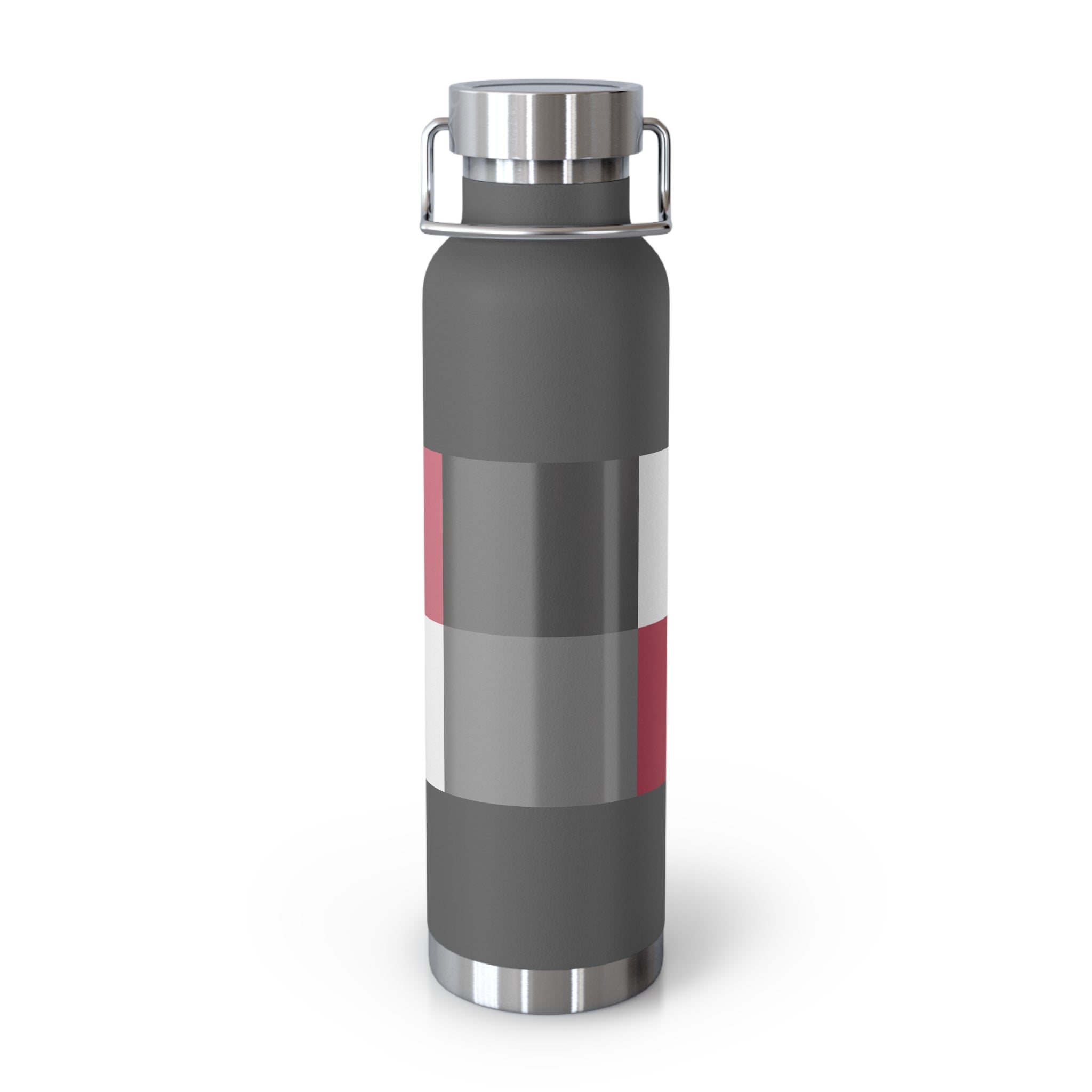 Insulated Copper Vacuum Bottle 22oz — Modern Pink White, Pink, & Gray Stripe