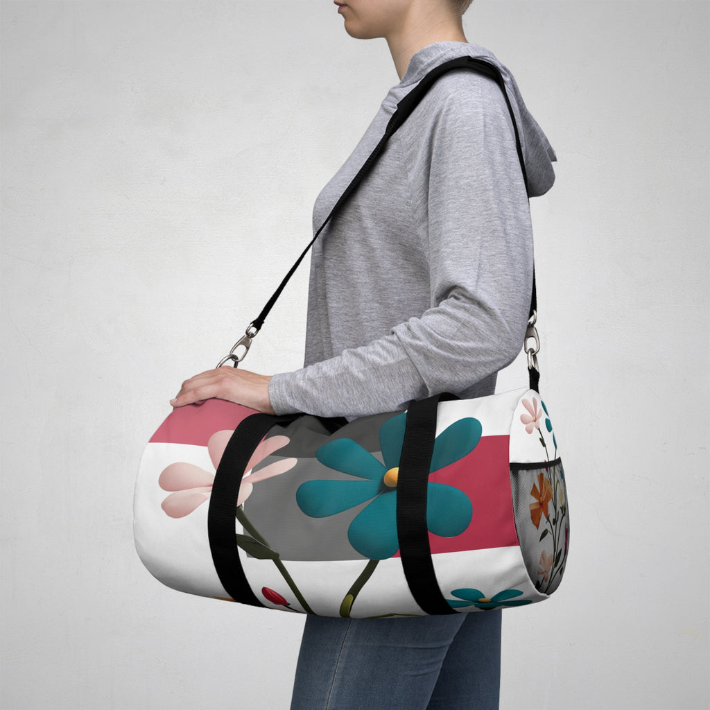 Floral Retro Duffel Bag — Durable Small or Large Colorful Daisies Travel & Gym Bag