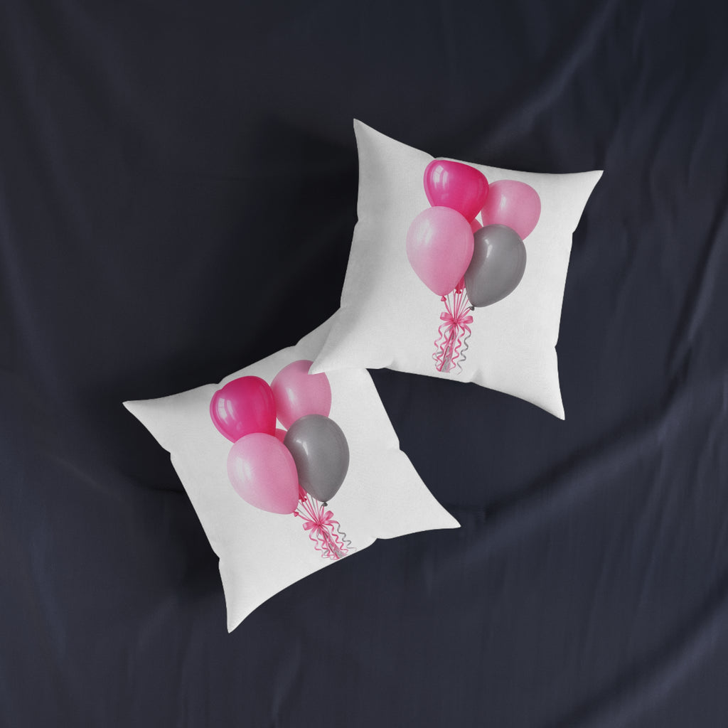 Balloon Bouquet Square Pillow – Pink & Gray Party Decorative Throw Pillow- double sided