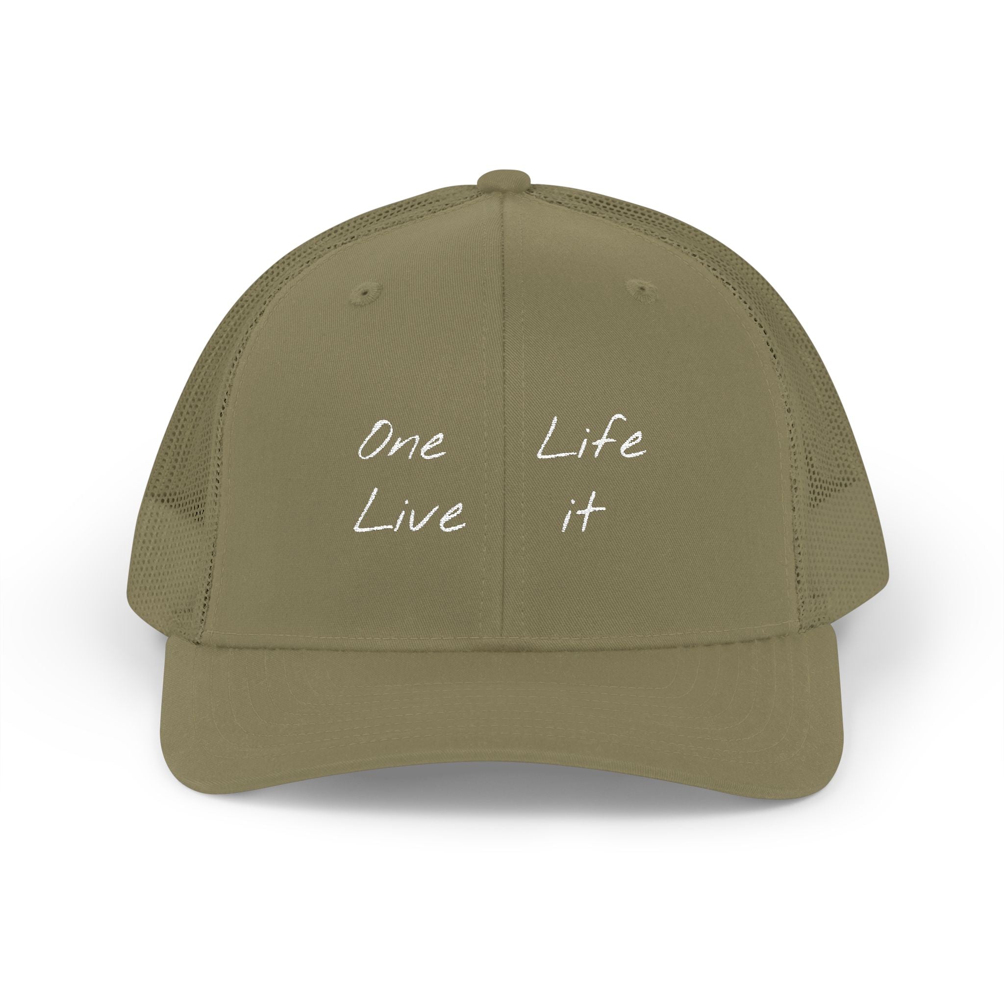 Trucker Cap – "One Life Live It" Embroidered Mesh Snapback
