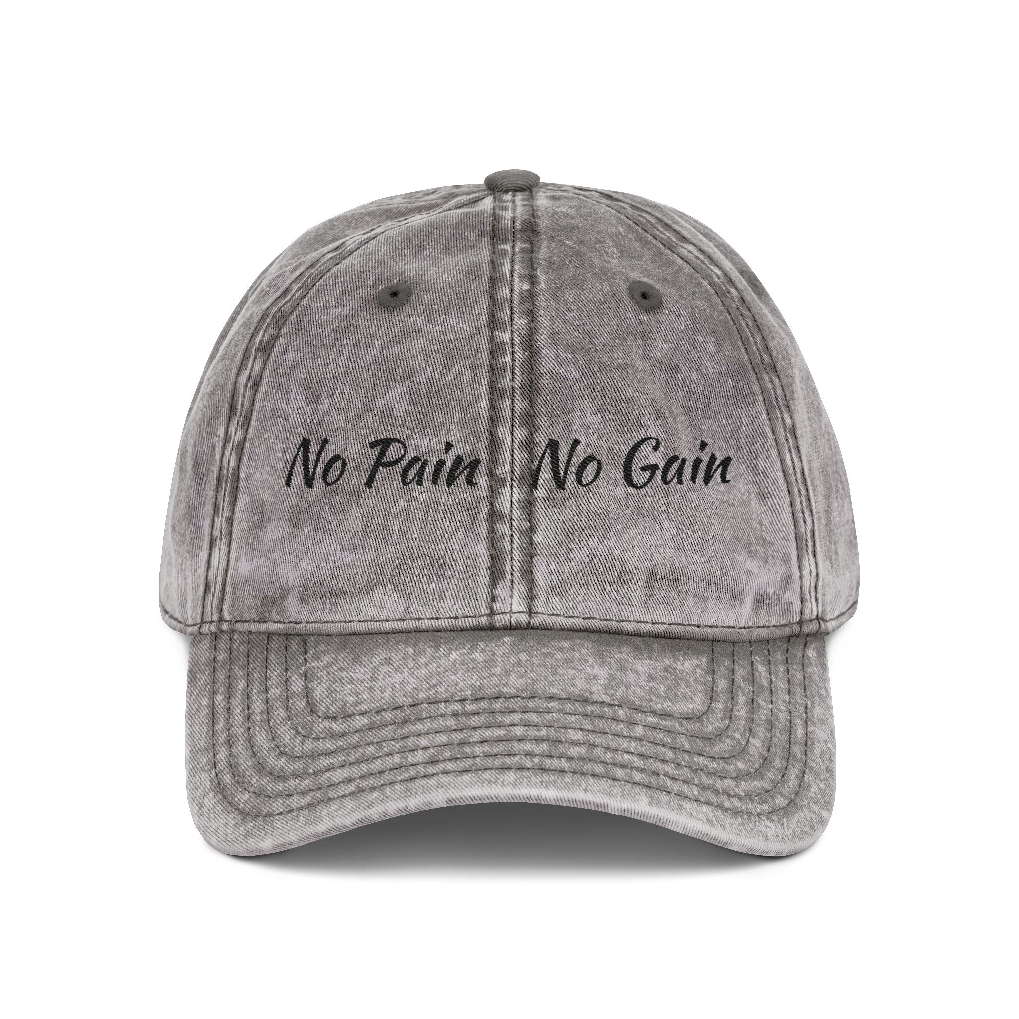 No Pain No Gain Embroidered Vintage Cap - Washed Red Dad Hat for Gym & Casual Wear