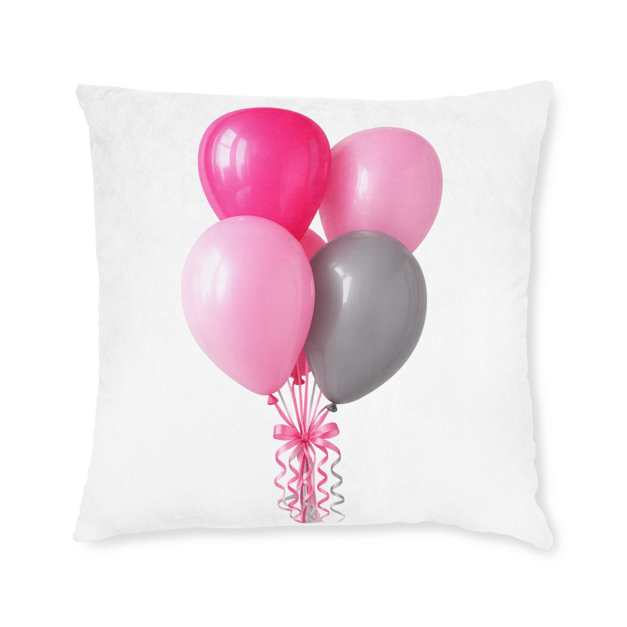 Balloon Bouquet Square Pillow – Pink & Gray Party Decorative Throw Pillow- double sided