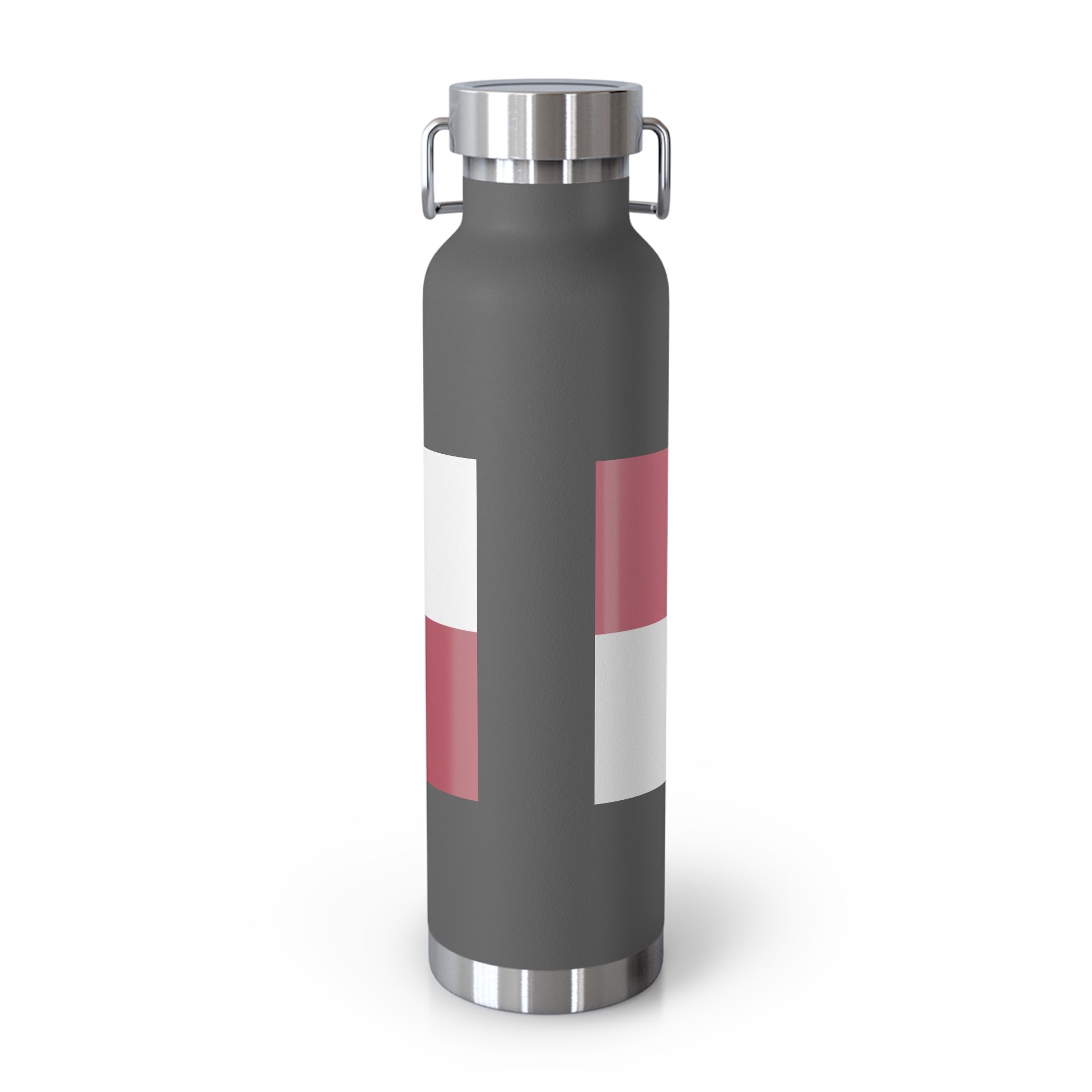 Insulated Copper Vacuum Bottle 22oz — Modern Pink White, Pink, & Gray Stripe