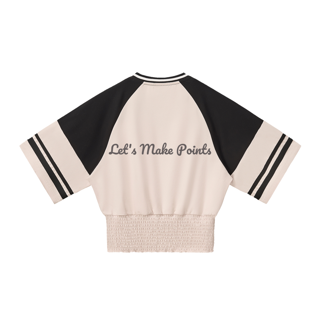 Feelin Lucky Today? , Let's Make Points -  Game day Here I come - Make conversation with this shirt -Women's Color Block Ruched T-Shirt