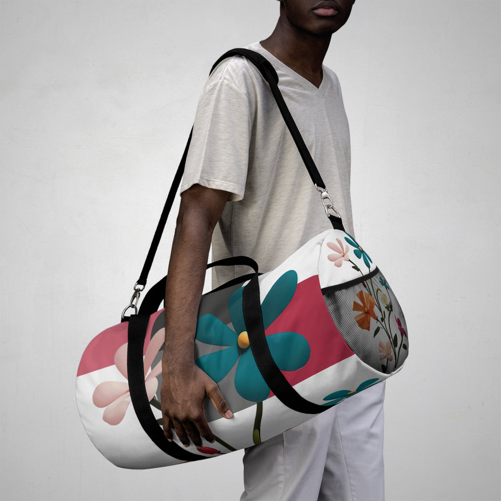 Floral Retro Duffel Bag — Durable Small or Large Colorful Daisies Travel & Gym Bag