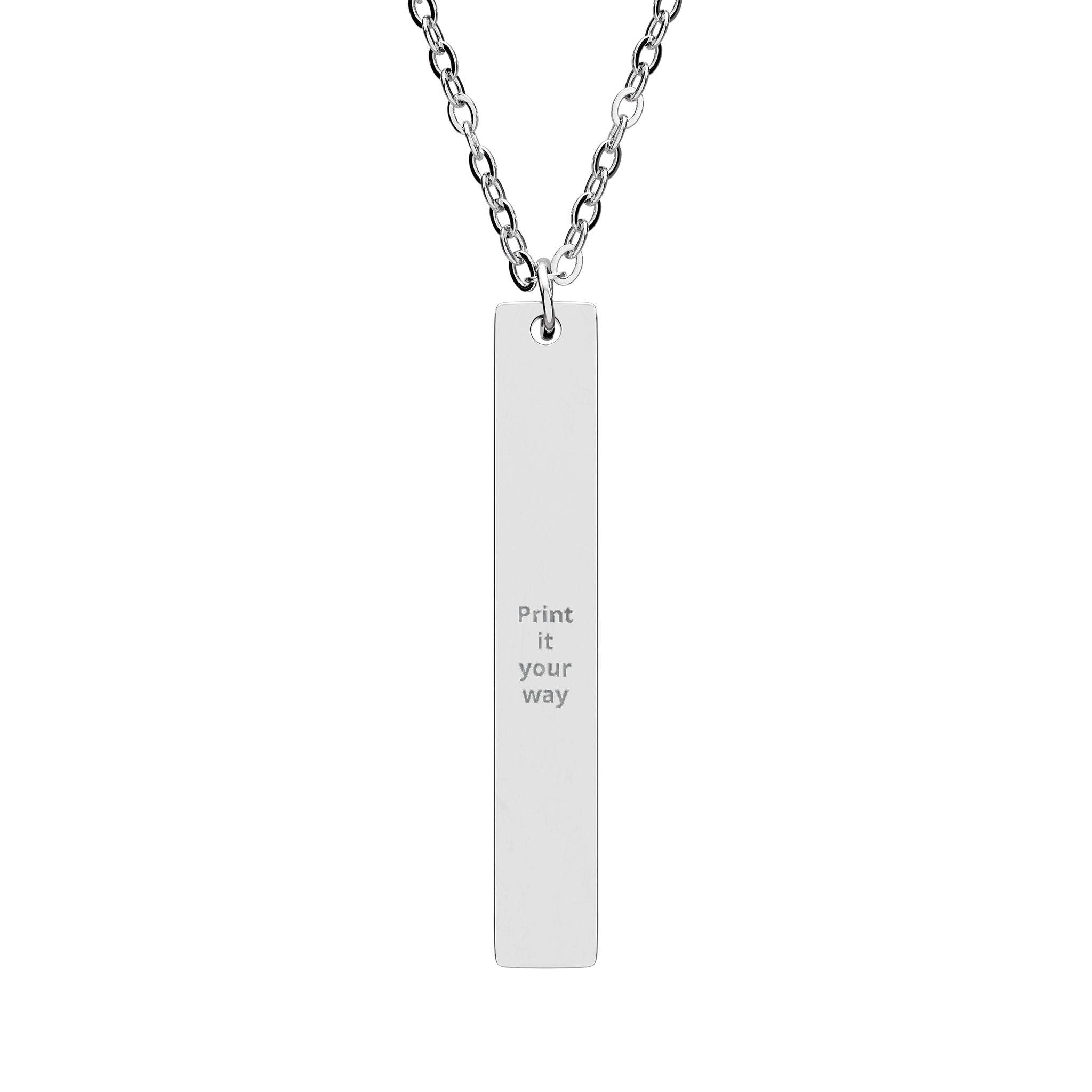 Engraveable Vertical Bar Necklace — Personalized Pendant (Custom Text Option)