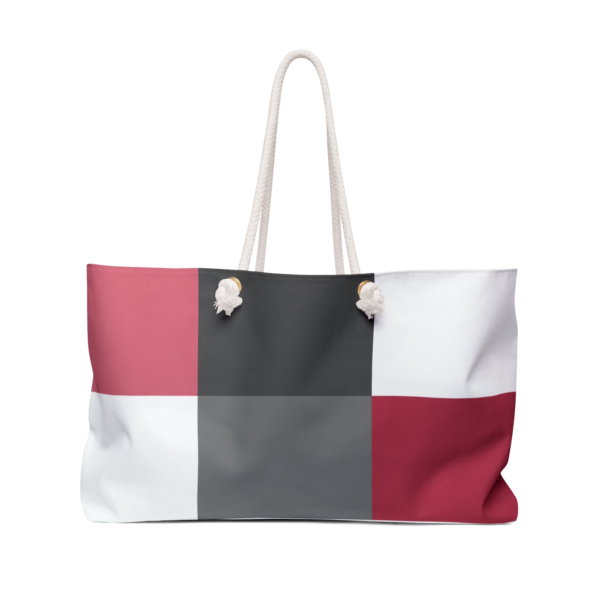 Colorblock Weekender Bag – Chic Pink, Gray & White Travel Tote