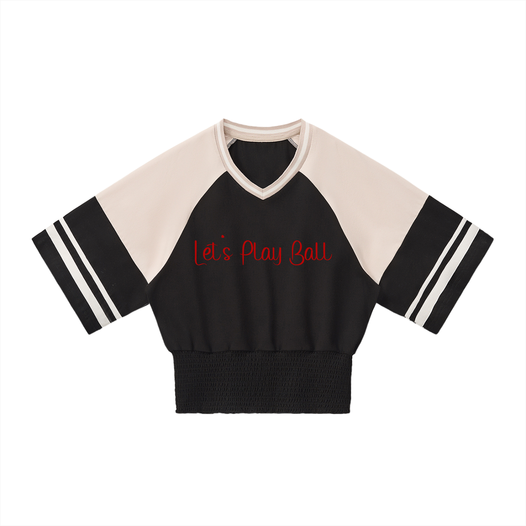 Let's Play Ball - Who's up?  - Women's Color Block Ruched T-Shirt