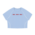 BALLS  BALLS  BALLS,  Men and their Balls - Conversation starter on game day - Women's Contrast Stitch Raglan Crop T-Shirt