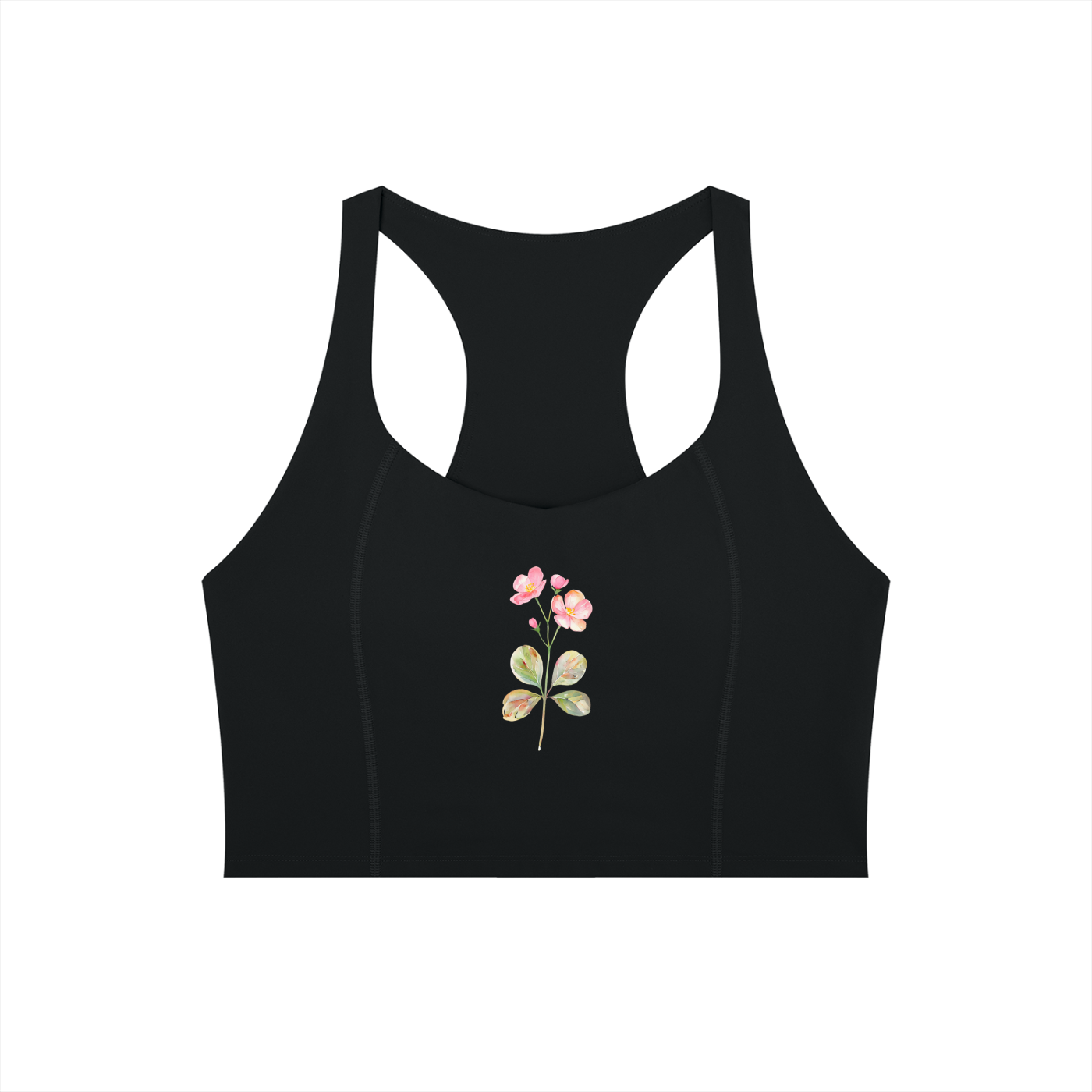 Women’s Tight Paneling Yoga Tank Top- with flower