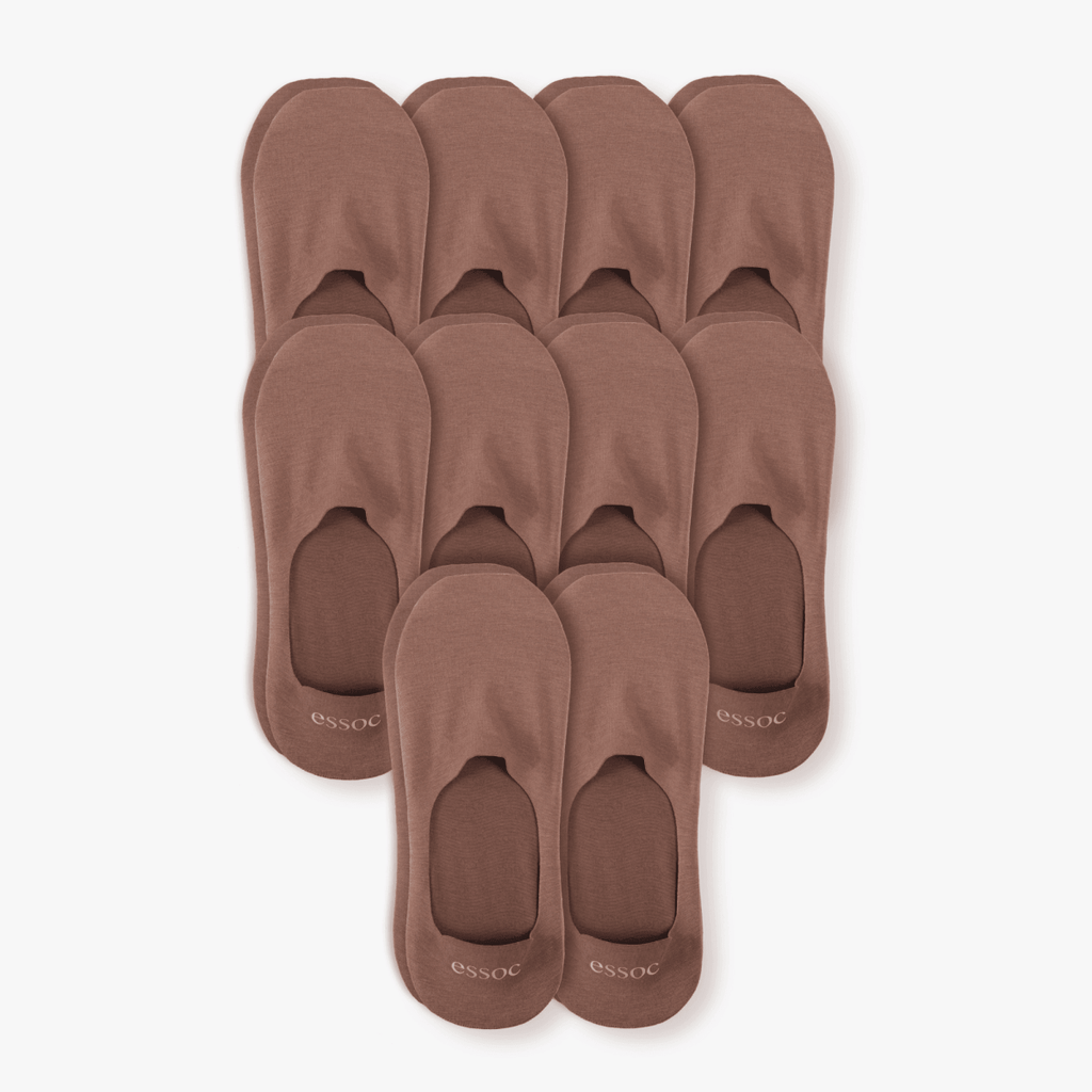 Unisex Cotton No Show Socks 10-Pack | Toffee Tan